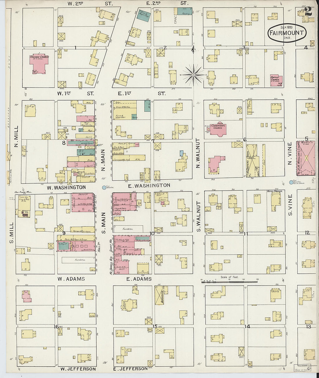 This old map of Fairmount, Grant County, Indiana was created by Sanborn Map Company in 1893