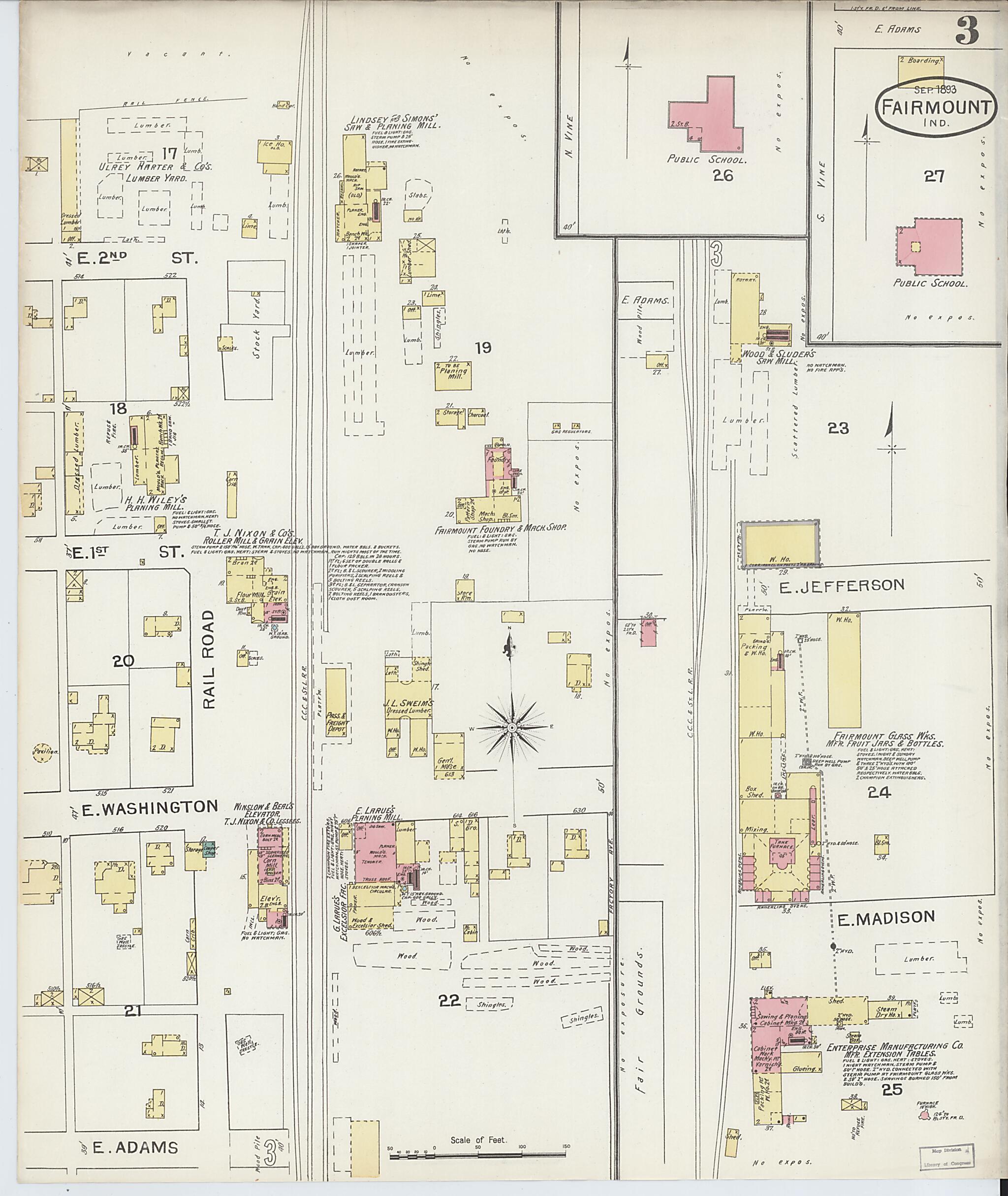 This old map of Fairmount, Grant County, Indiana was created by Sanborn Map Company in 1893