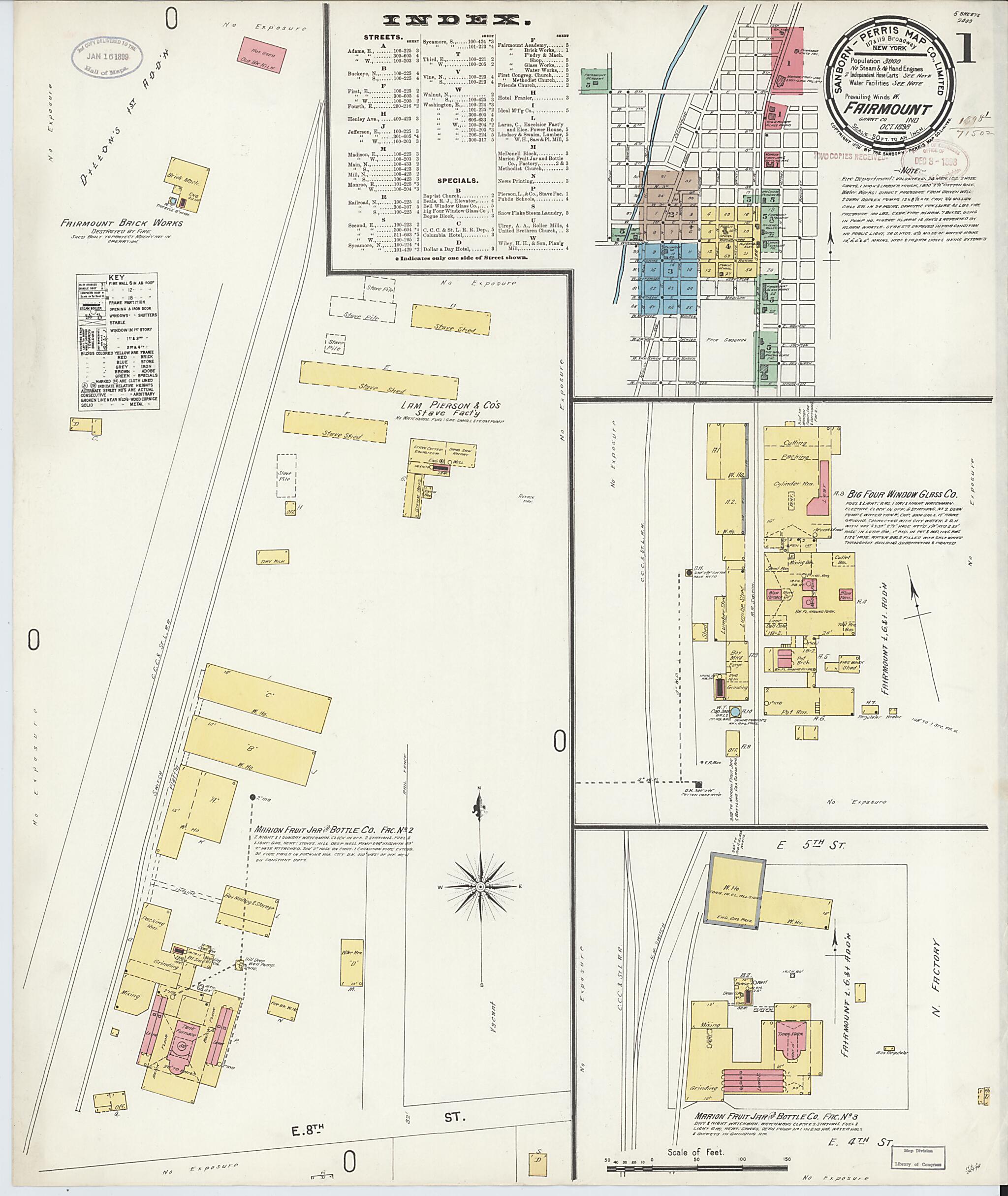 This old map of Fairmount, Grant County, Indiana was created by Sanborn Map Company in 1898