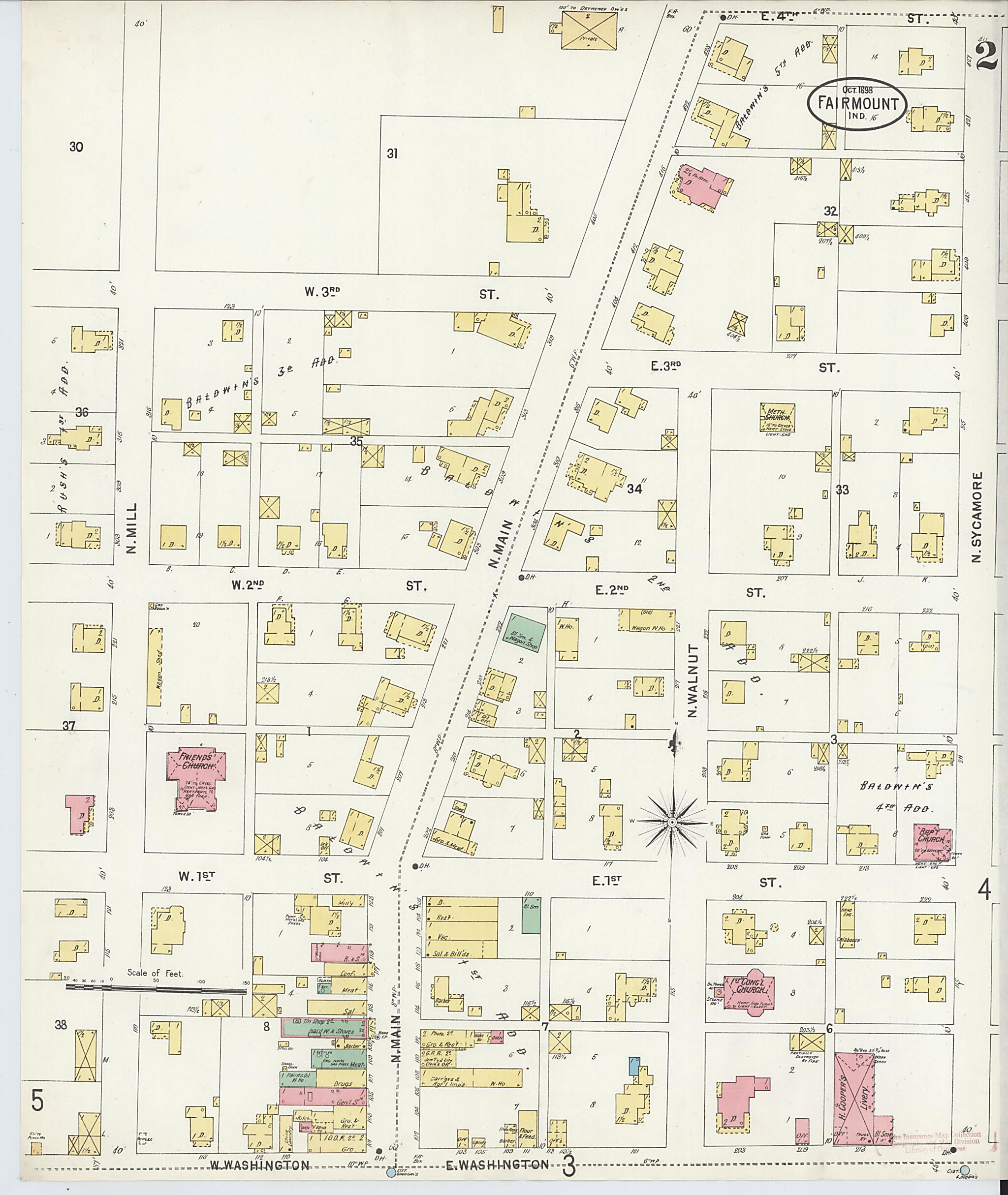 This old map of Fairmount, Grant County, Indiana was created by Sanborn Map Company in 1898