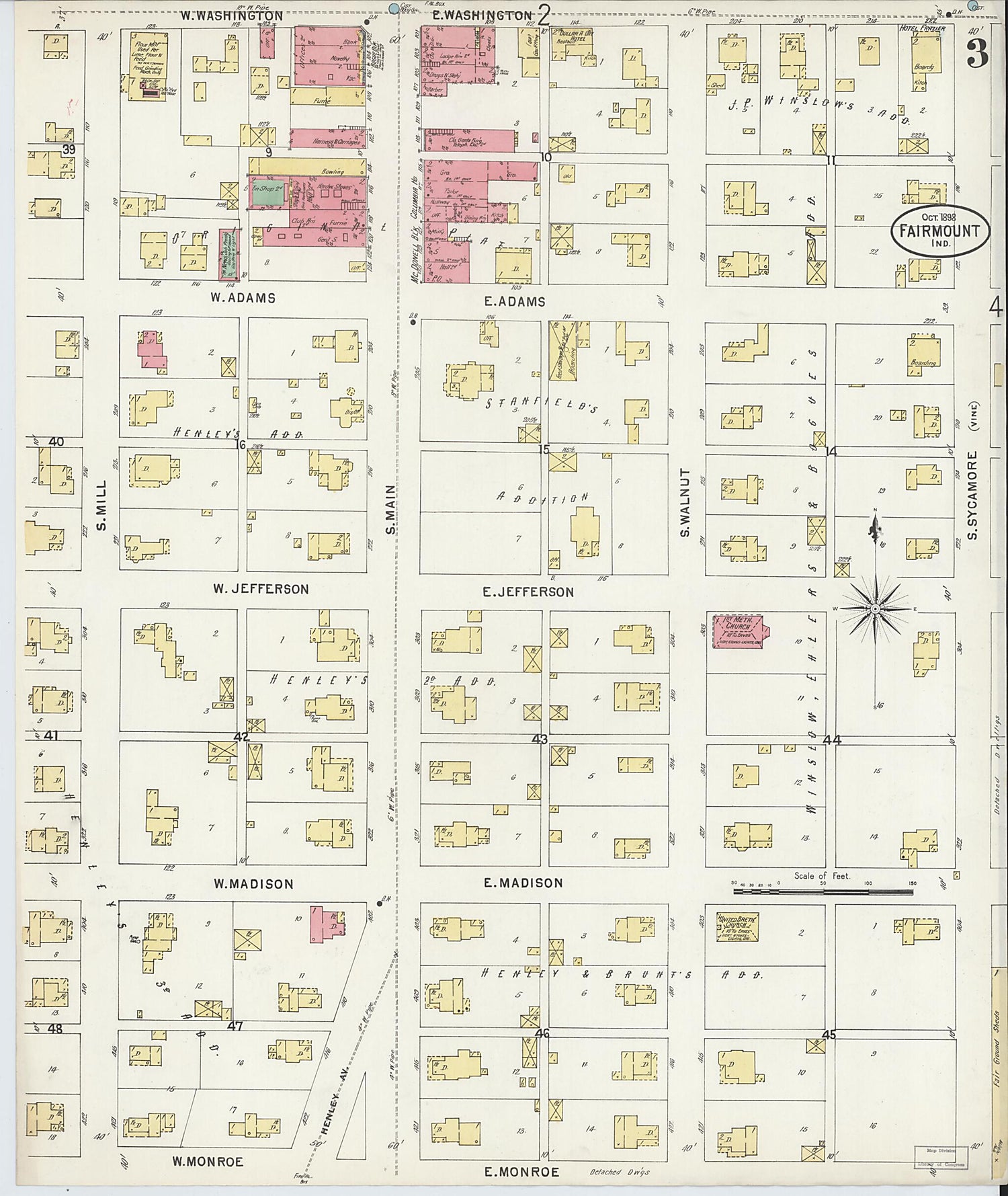 This old map of Fairmount, Grant County, Indiana was created by Sanborn Map Company in 1898