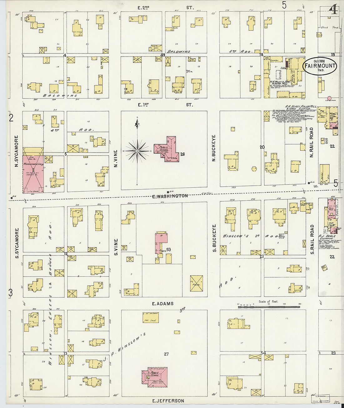 This old map of Fairmount, Grant County, Indiana was created by Sanborn Map Company in 1898