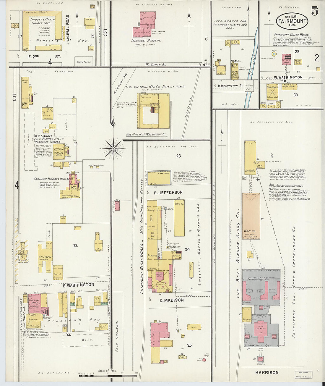 This old map of Fairmount, Grant County, Indiana was created by Sanborn Map Company in 1898