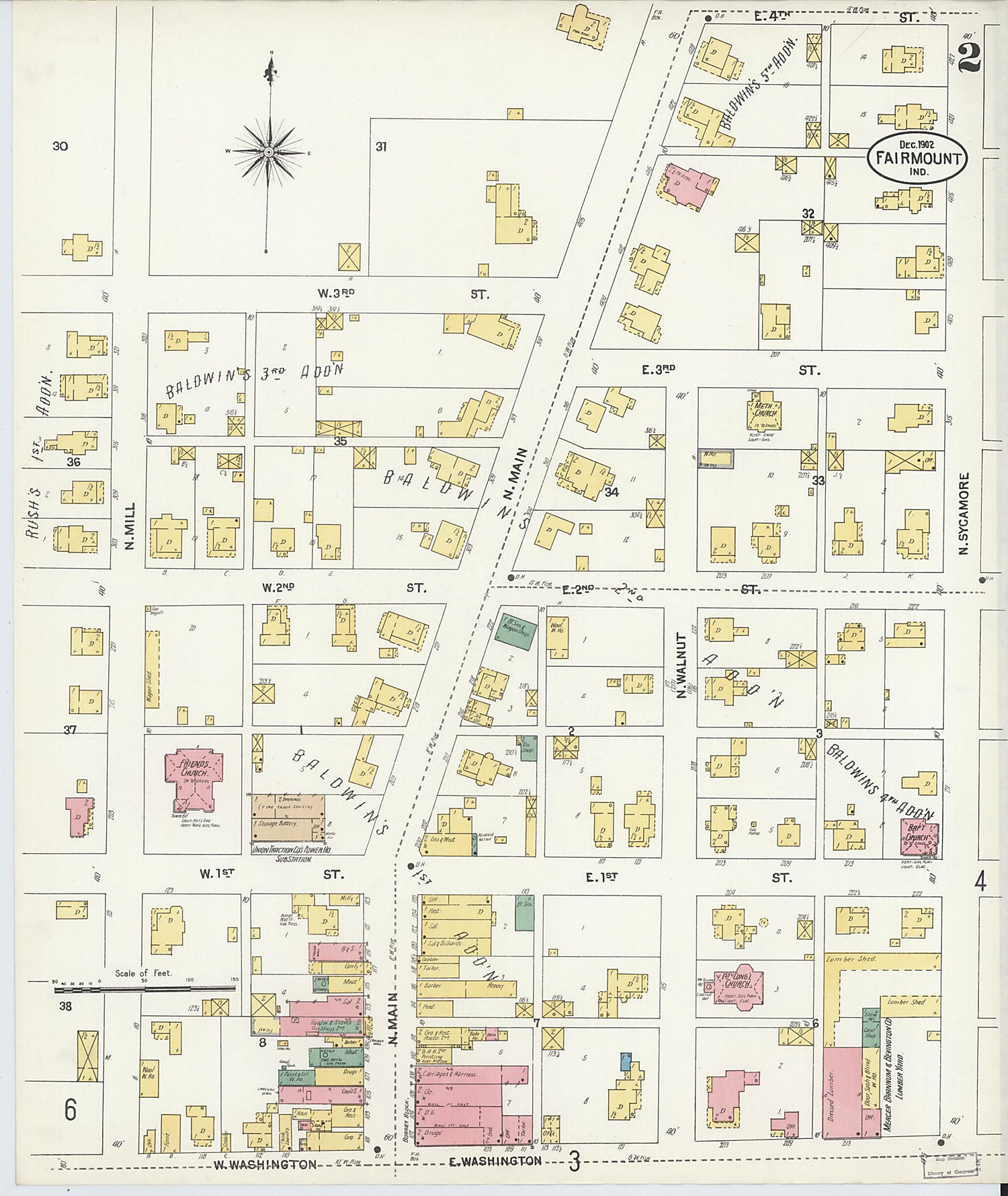 This old map of Fairmount, Grant County, Indiana was created by Sanborn Map Company in 1902