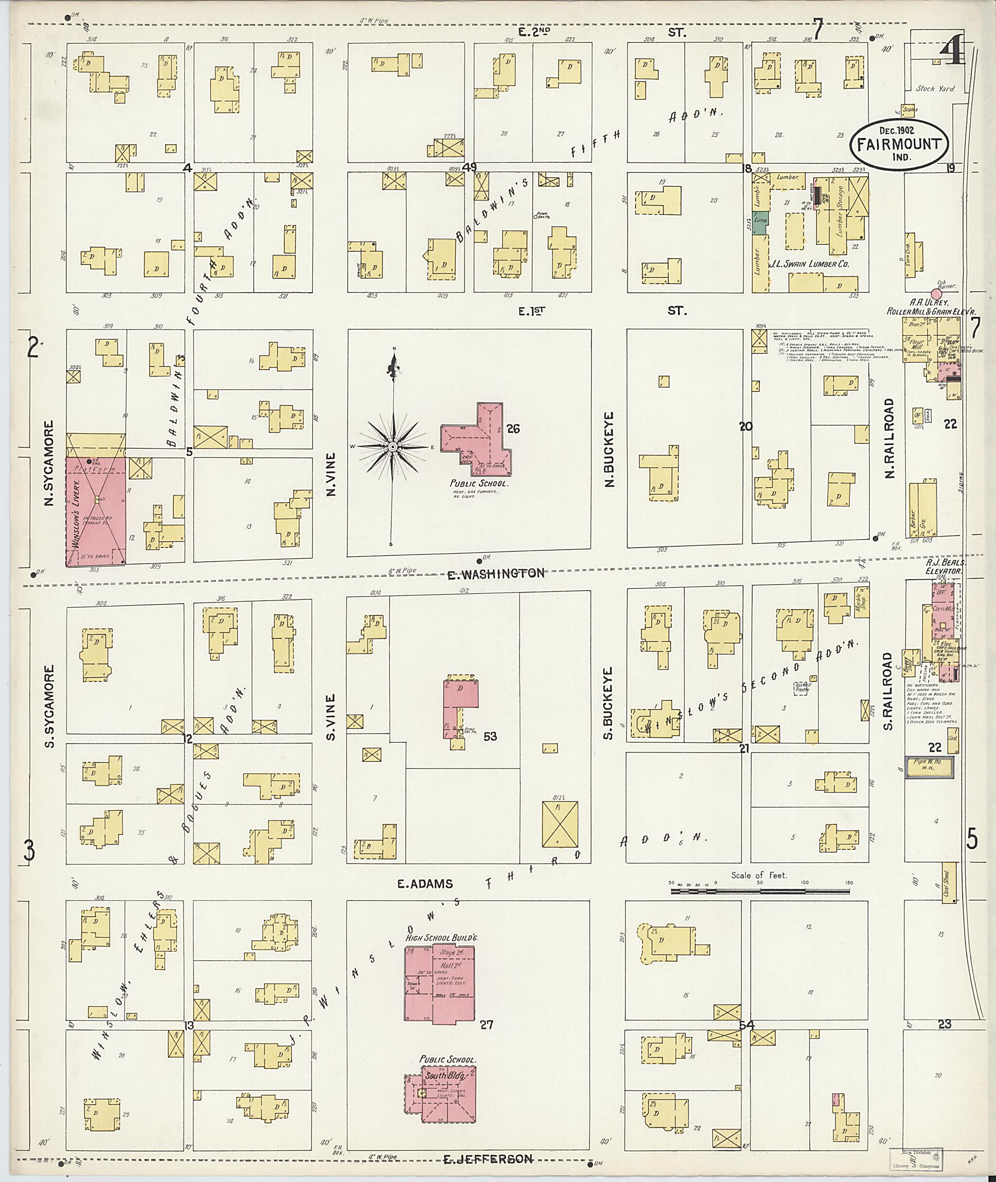 This old map of Fairmount, Grant County, Indiana was created by Sanborn Map Company in 1902