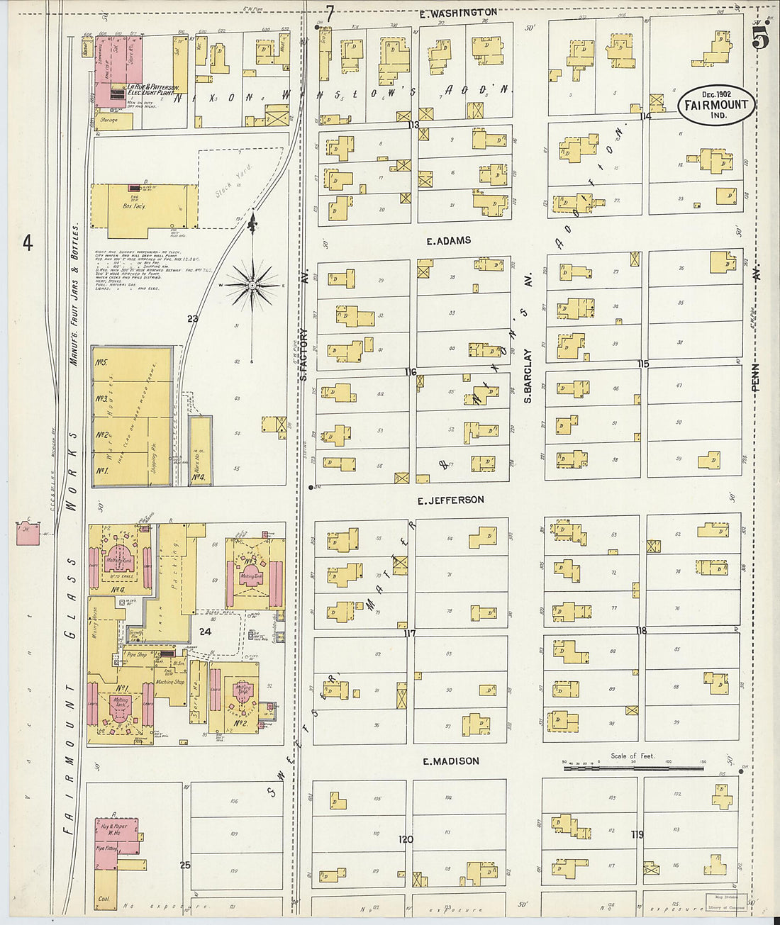 This old map of Fairmount, Grant County, Indiana was created by Sanborn Map Company in 1902