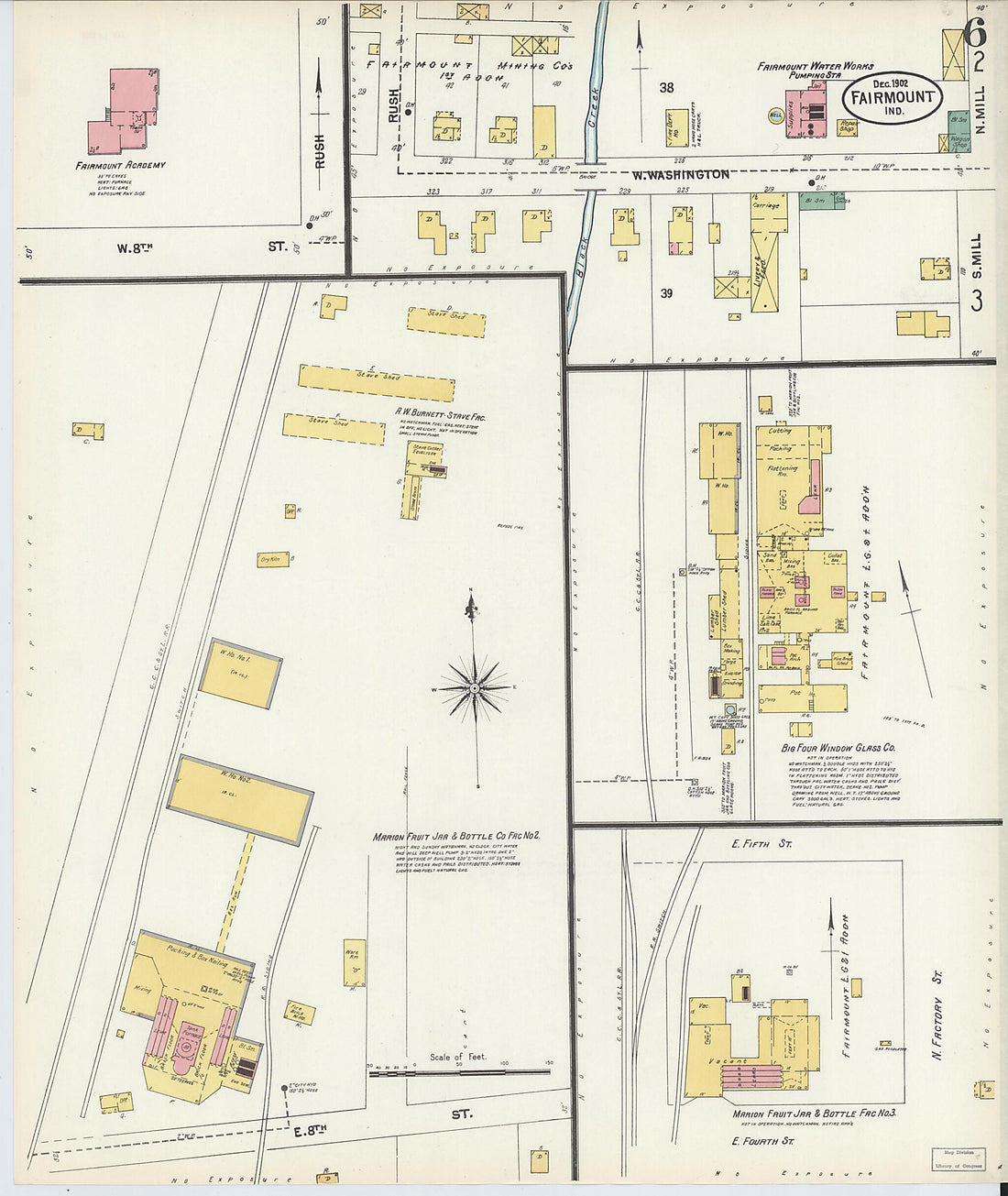 This old map of Fairmount, Grant County, Indiana was created by Sanborn Map Company in 1902