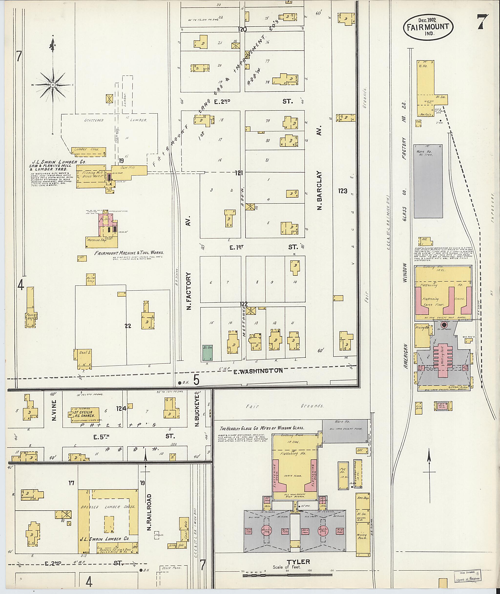 This old map of Fairmount, Grant County, Indiana was created by Sanborn Map Company in 1902