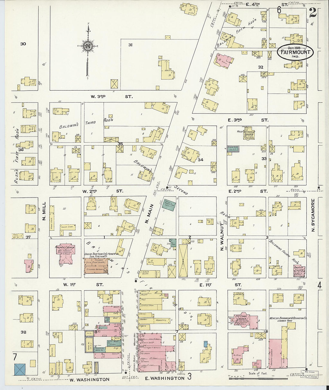 This old map of Fairmount, Grant County, Indiana was created by Sanborn Map Company in 1909