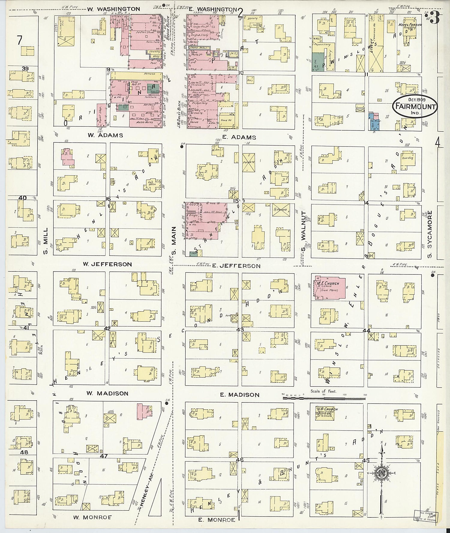 This old map of Fairmount, Grant County, Indiana was created by Sanborn Map Company in 1909