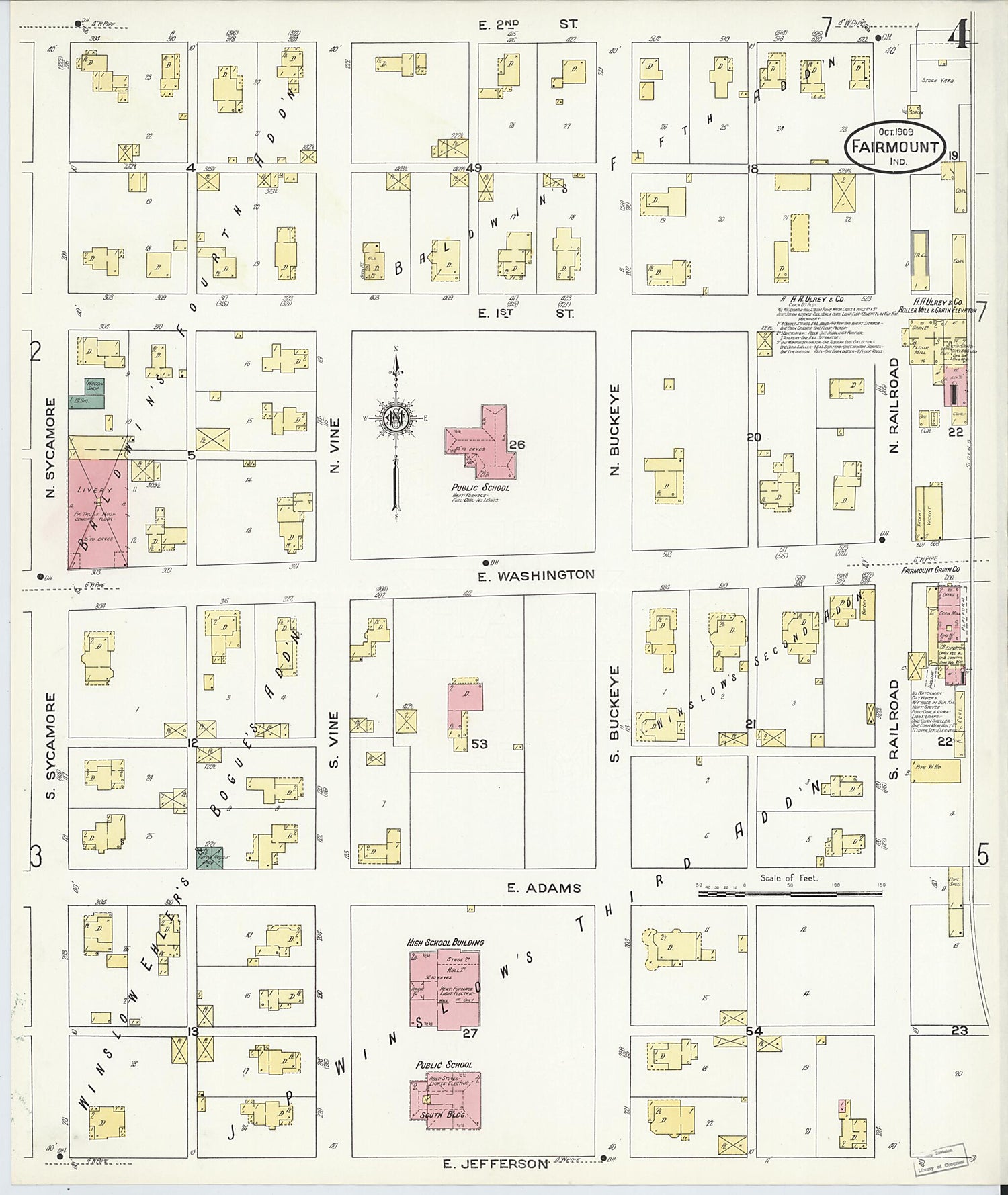 This old map of Fairmount, Grant County, Indiana was created by Sanborn Map Company in 1909