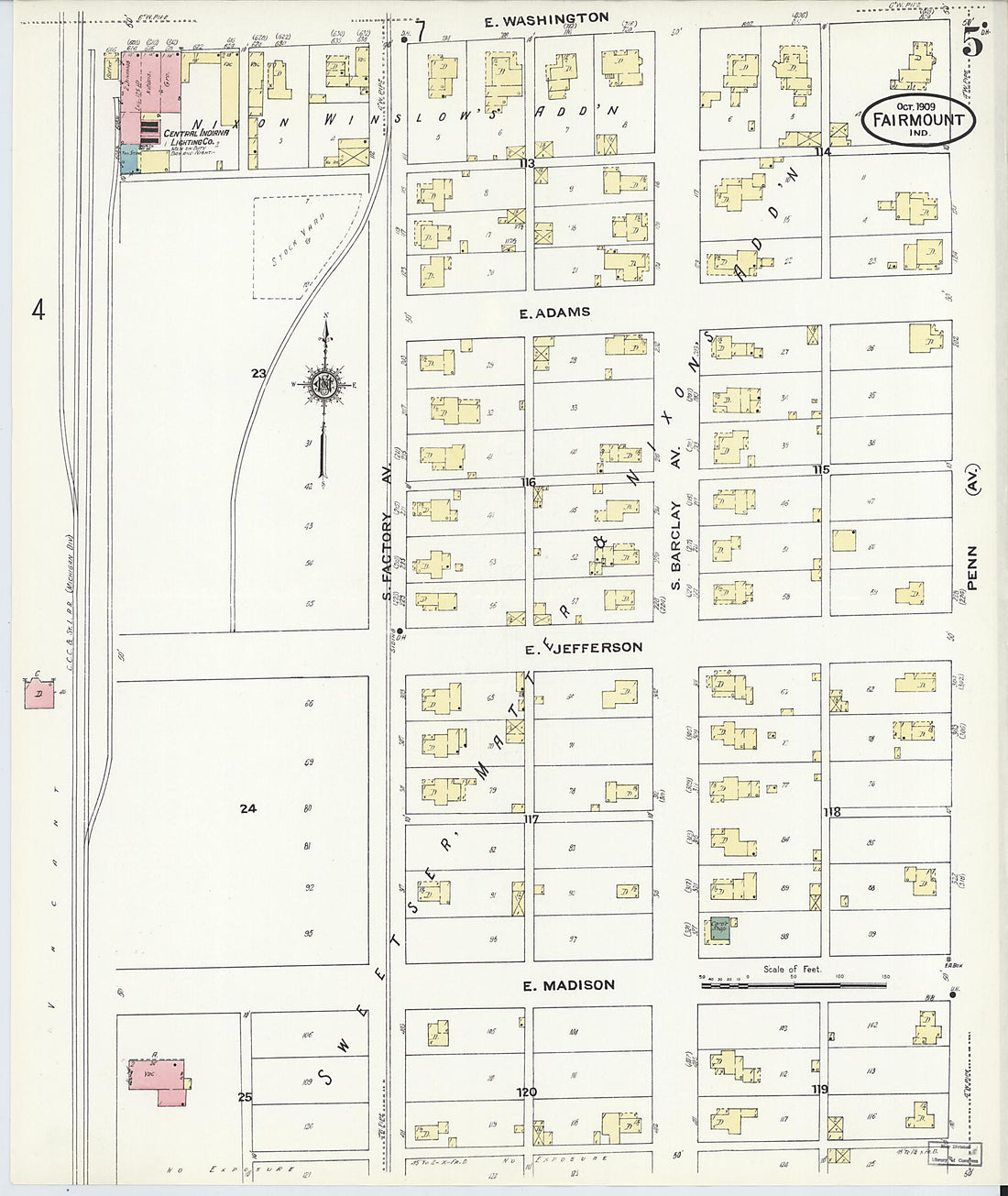 This old map of Fairmount, Grant County, Indiana was created by Sanborn Map Company in 1909