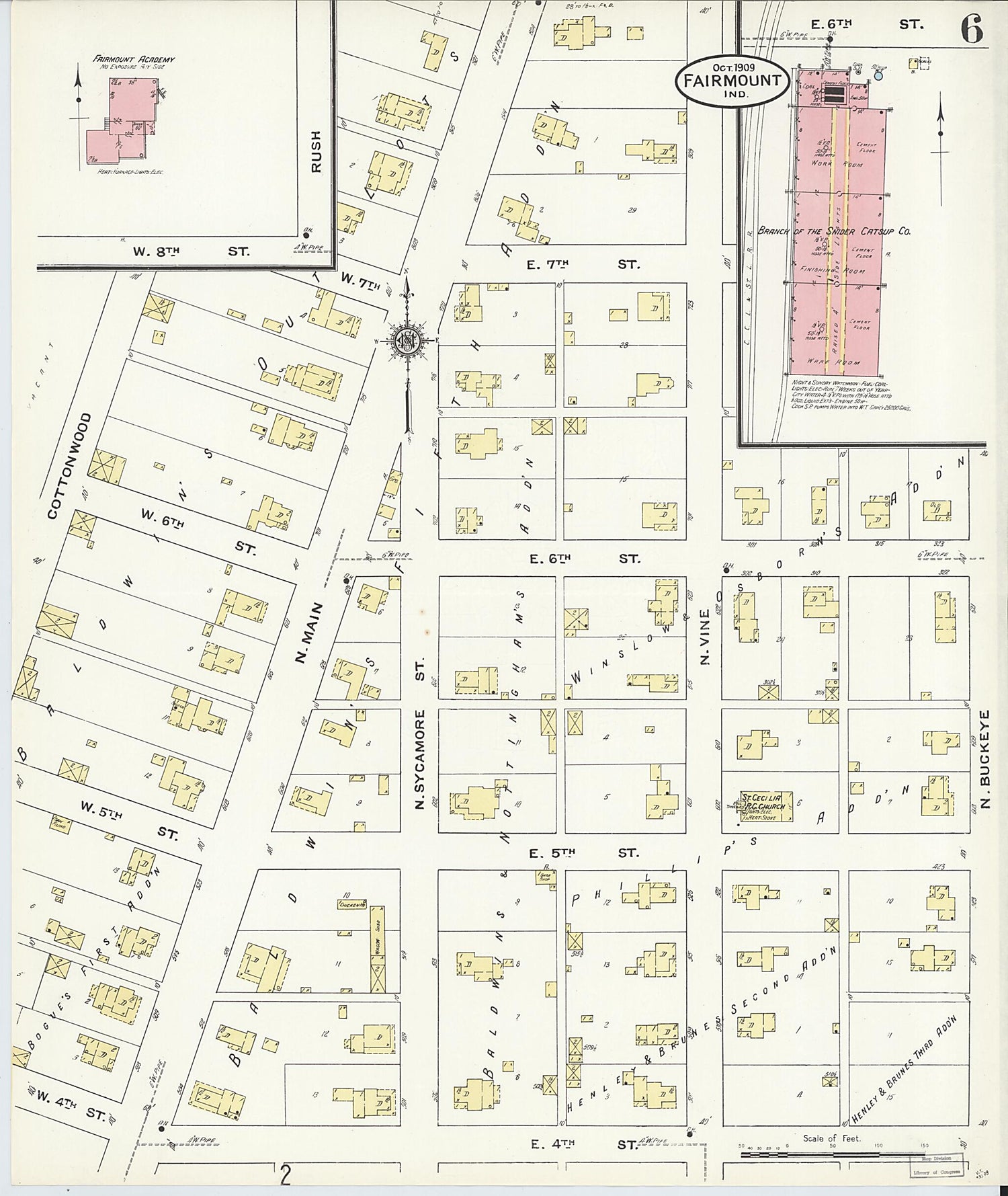 This old map of Fairmount, Grant County, Indiana was created by Sanborn Map Company in 1909