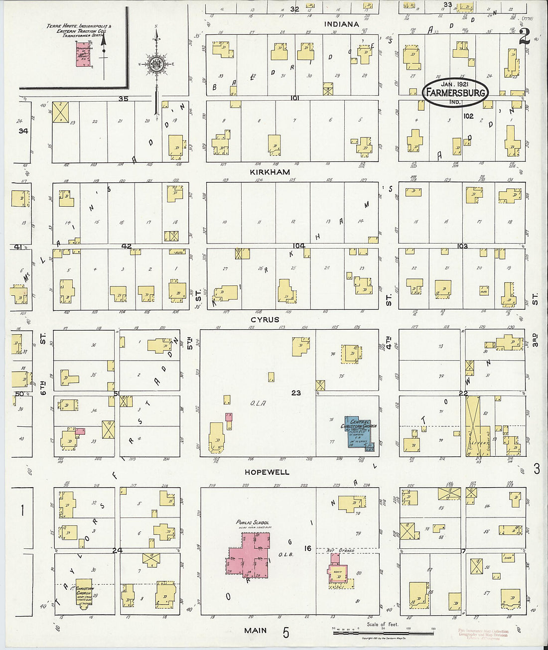 This old map of Farmersburg, Sullivan County, Indiana was created by Sanborn Map Company in 1921