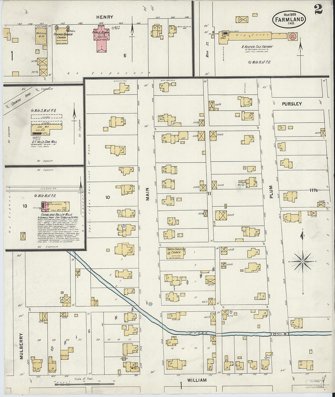 This old map of Farmland, Randolph County, Indiana was created by Sanborn Map Company in 1899