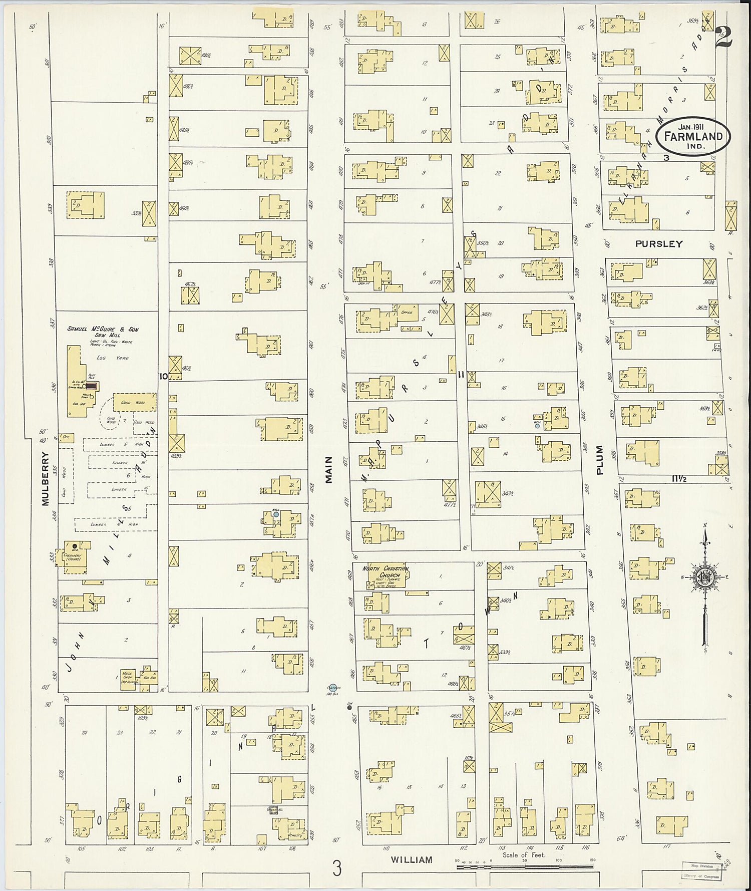 This old map of Farmland, Randolph County, Indiana was created by Sanborn Map Company in 1911