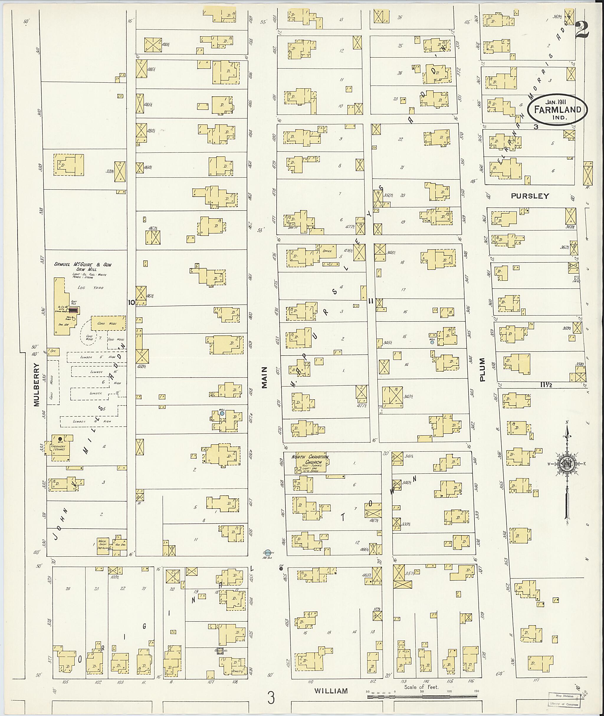 This old map of Farmland, Randolph County, Indiana was created by Sanborn Map Company in 1911