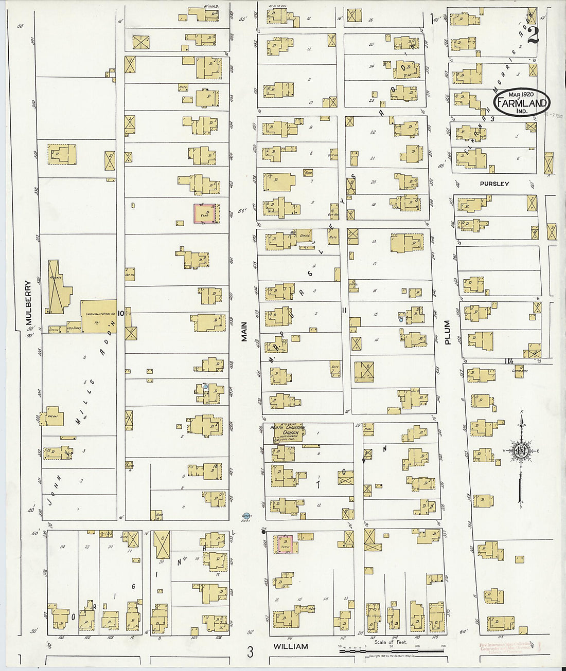 This old map of Farmland, Randolph County, Indiana was created by Sanborn Map Company in 1920