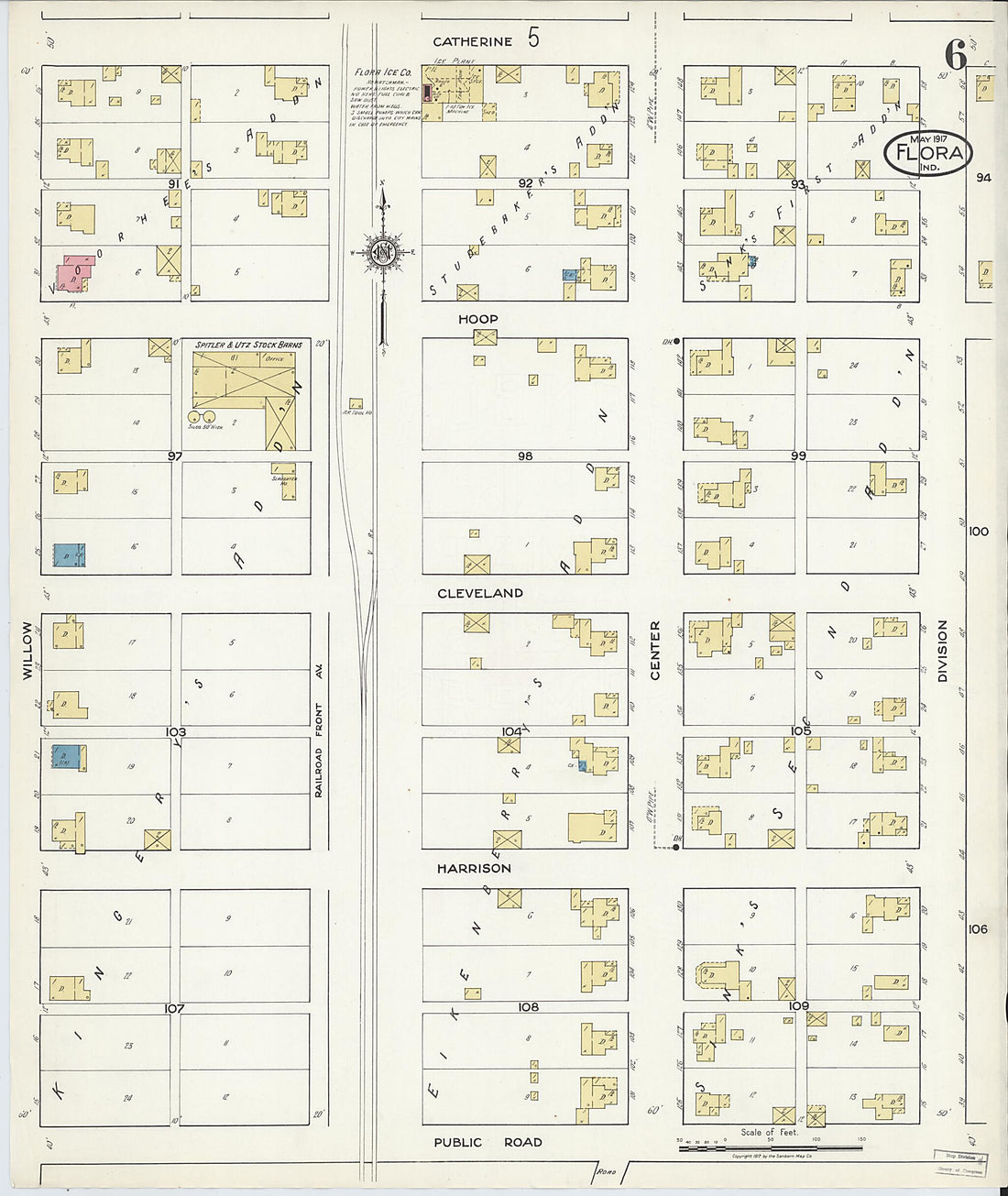 This old map of Flora, Carroll County, Indiana was created by Sanborn Map Company in 1917