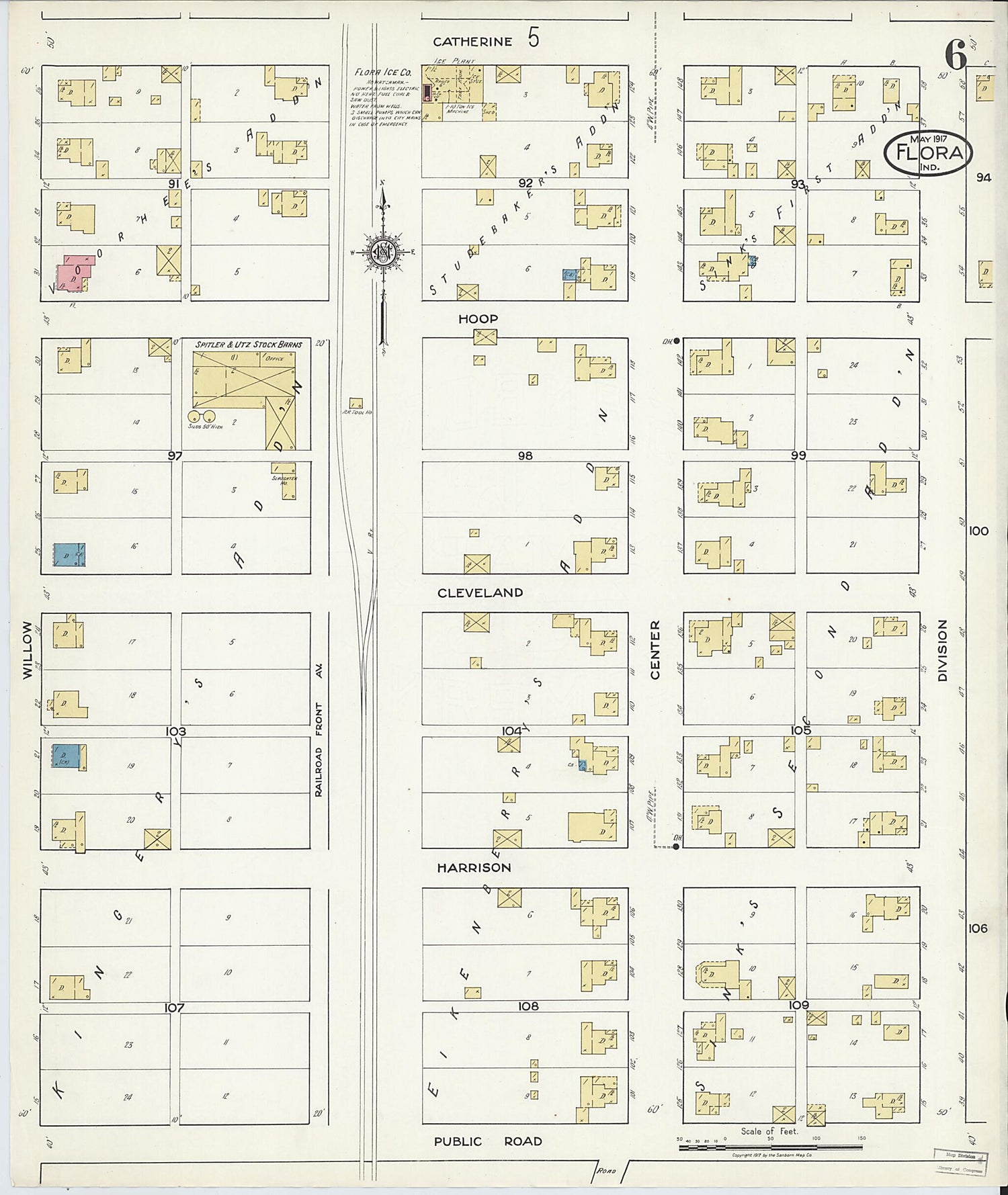 This old map of Flora, Carroll County, Indiana was created by Sanborn Map Company in 1917