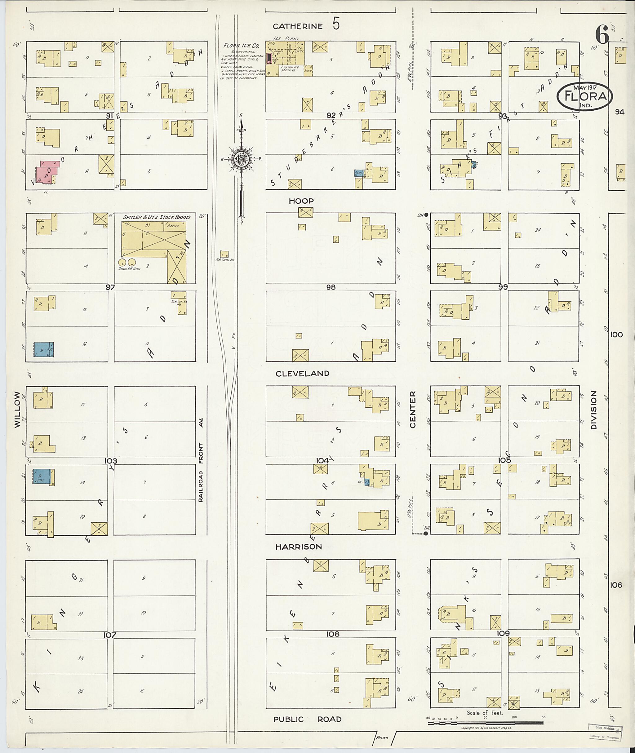 This old map of Flora, Carroll County, Indiana was created by Sanborn Map Company in 1917