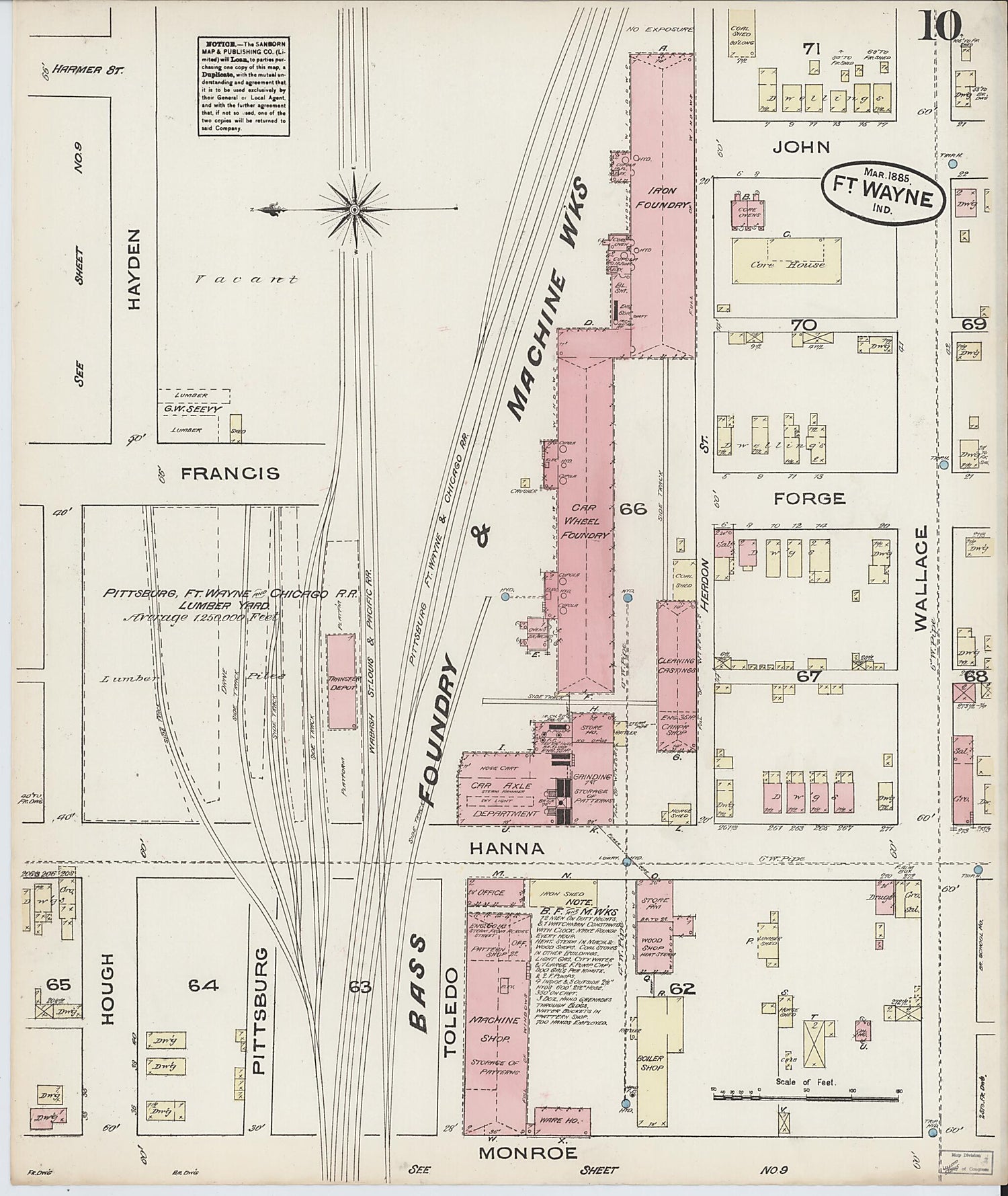 This old map of Fort Wayne, Allen County, Indiana was created by Sanborn Map Company in 1885