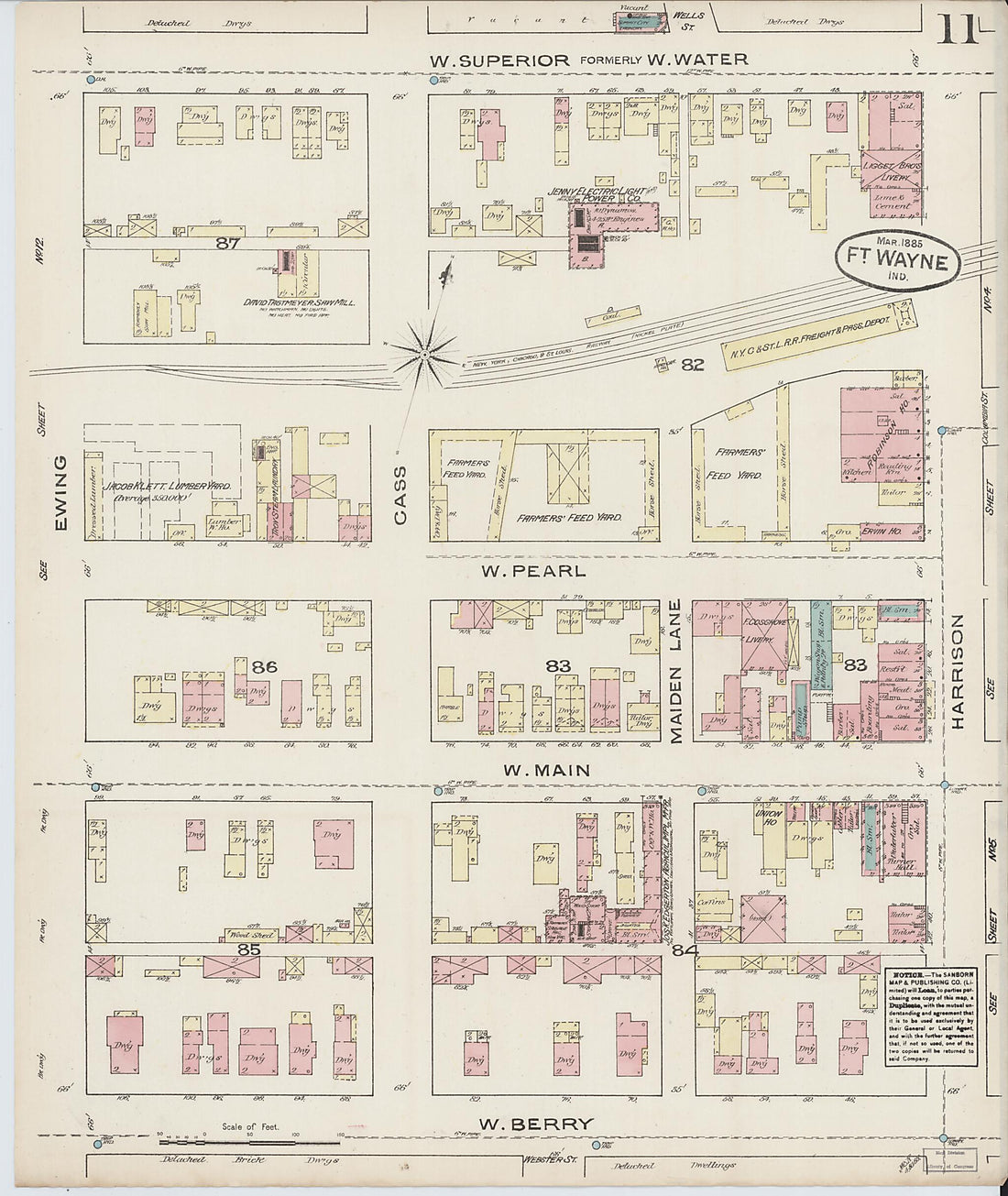 This old map of Fort Wayne, Allen County, Indiana was created by Sanborn Map Company in 1885