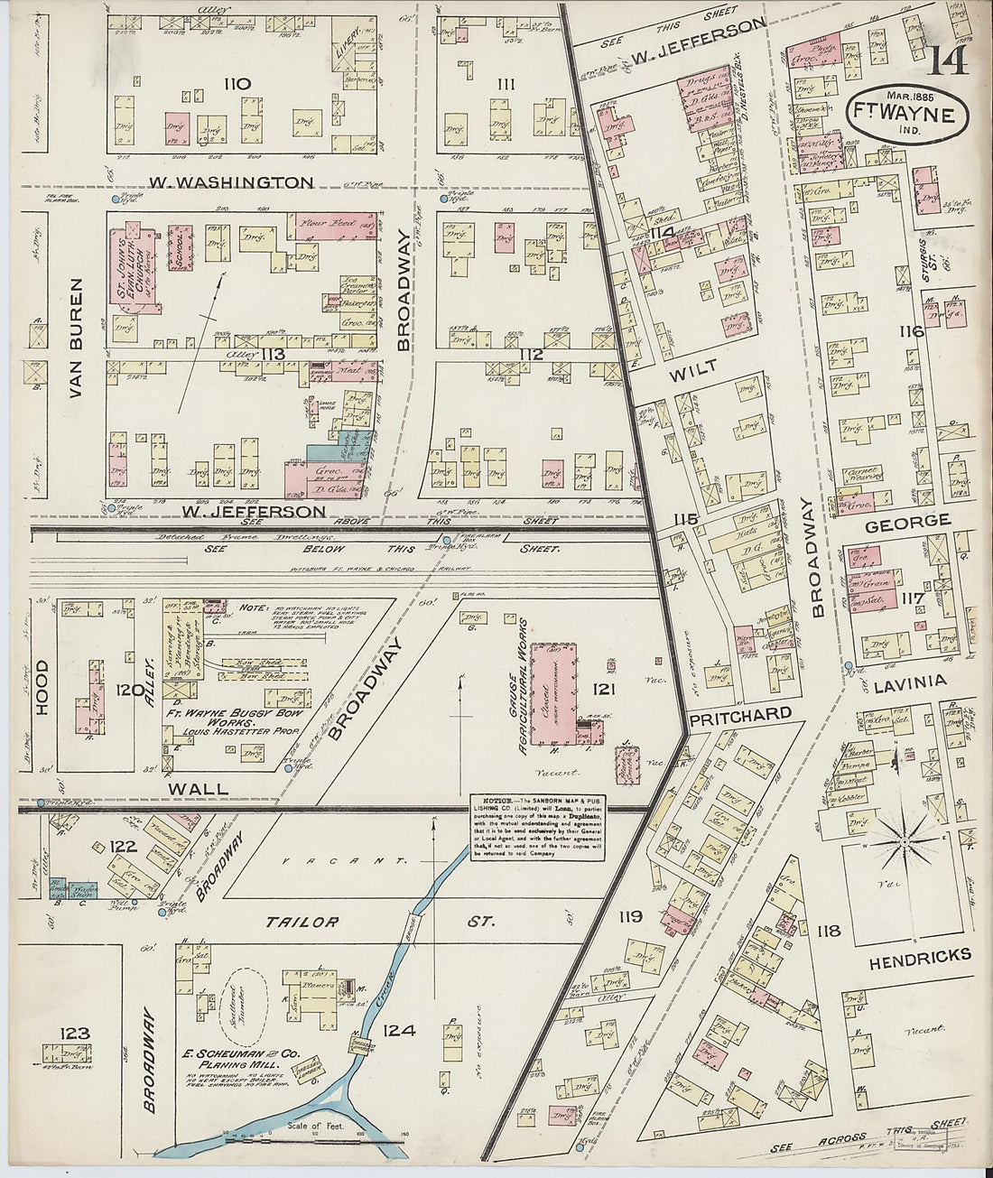 This old map of Fort Wayne, Allen County, Indiana was created by Sanborn Map Company in 1885