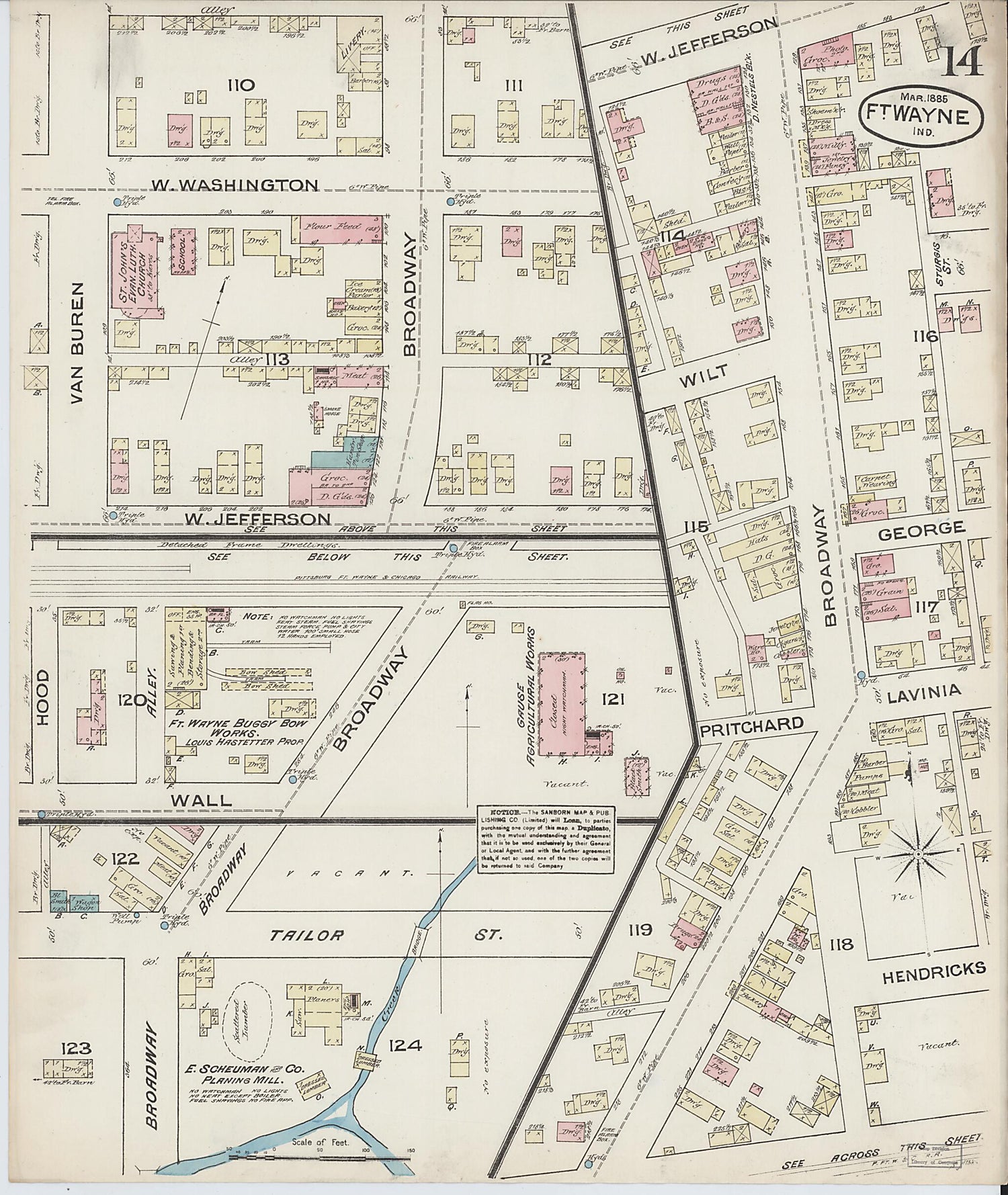 This old map of Fort Wayne, Allen County, Indiana was created by Sanborn Map Company in 1885