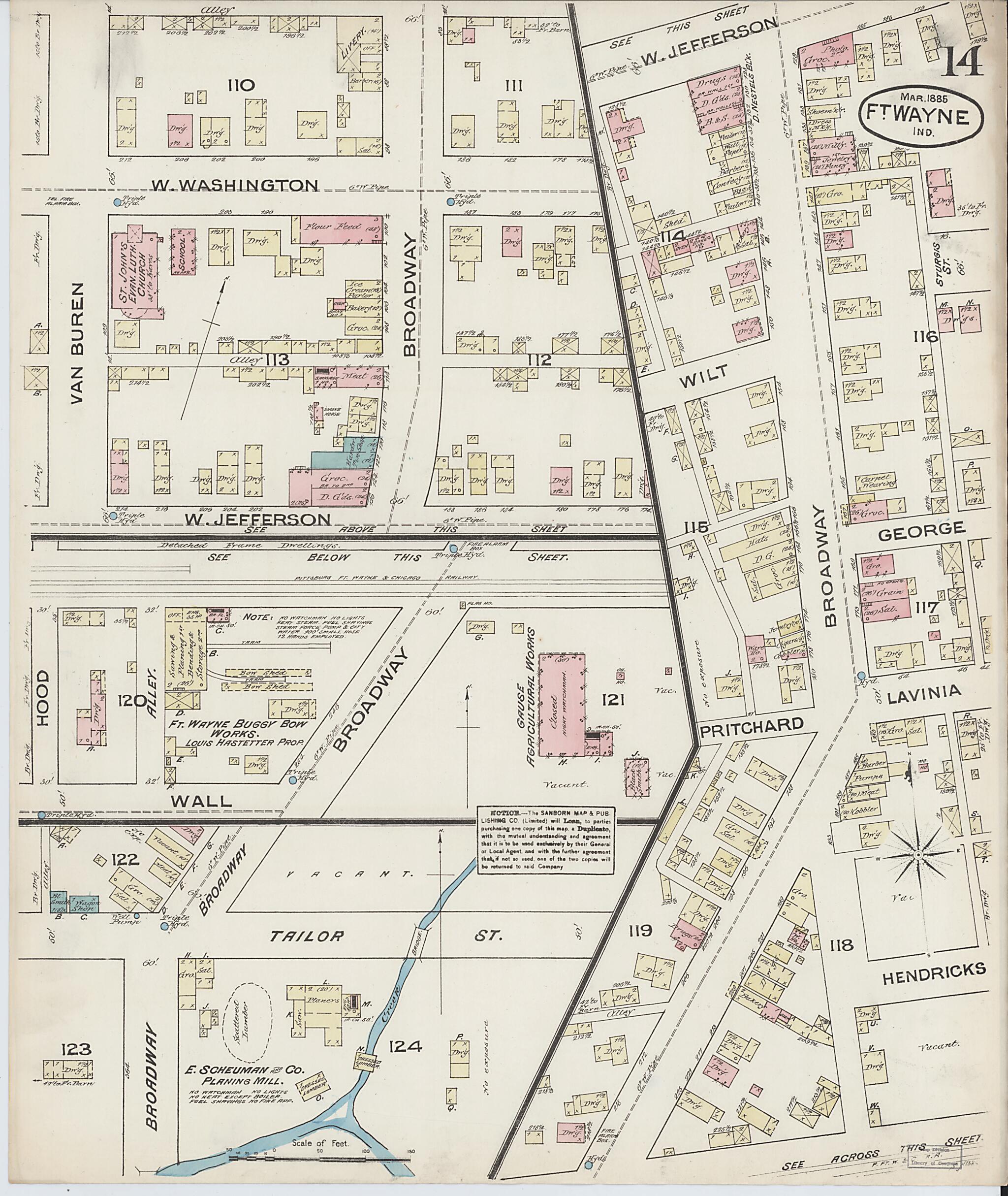 This old map of Fort Wayne, Allen County, Indiana was created by Sanborn Map Company in 1885