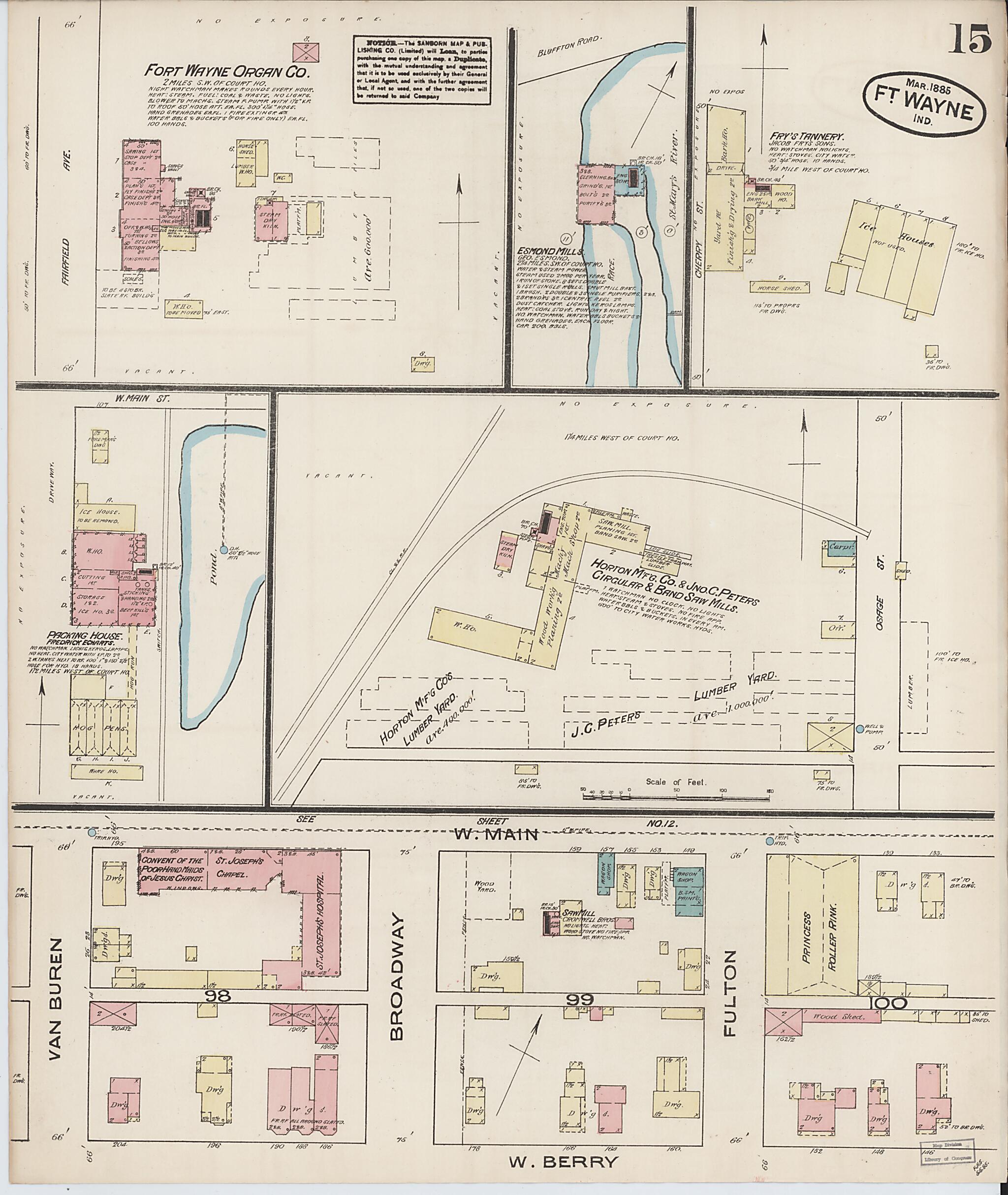 This old map of Fort Wayne, Allen County, Indiana was created by Sanborn Map Company in 1885