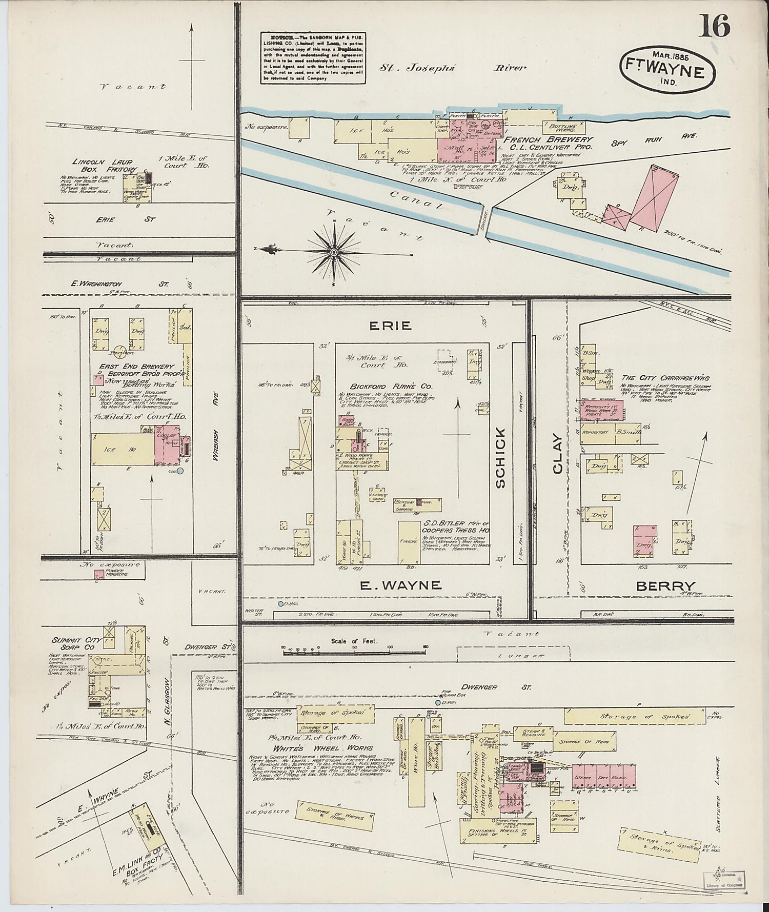 This old map of Fort Wayne, Allen County, Indiana was created by Sanborn Map Company in 1885