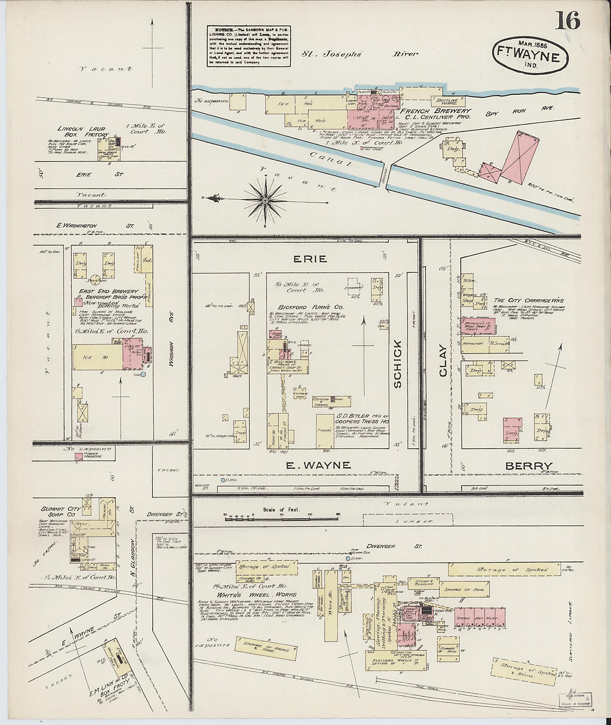 This old map of Fort Wayne, Allen County, Indiana was created by Sanborn Map Company in 1885