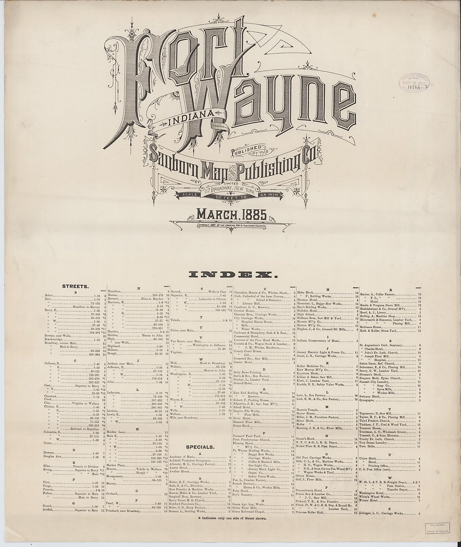 This old map of Fort Wayne, Allen County, Indiana was created by Sanborn Map Company in 1885