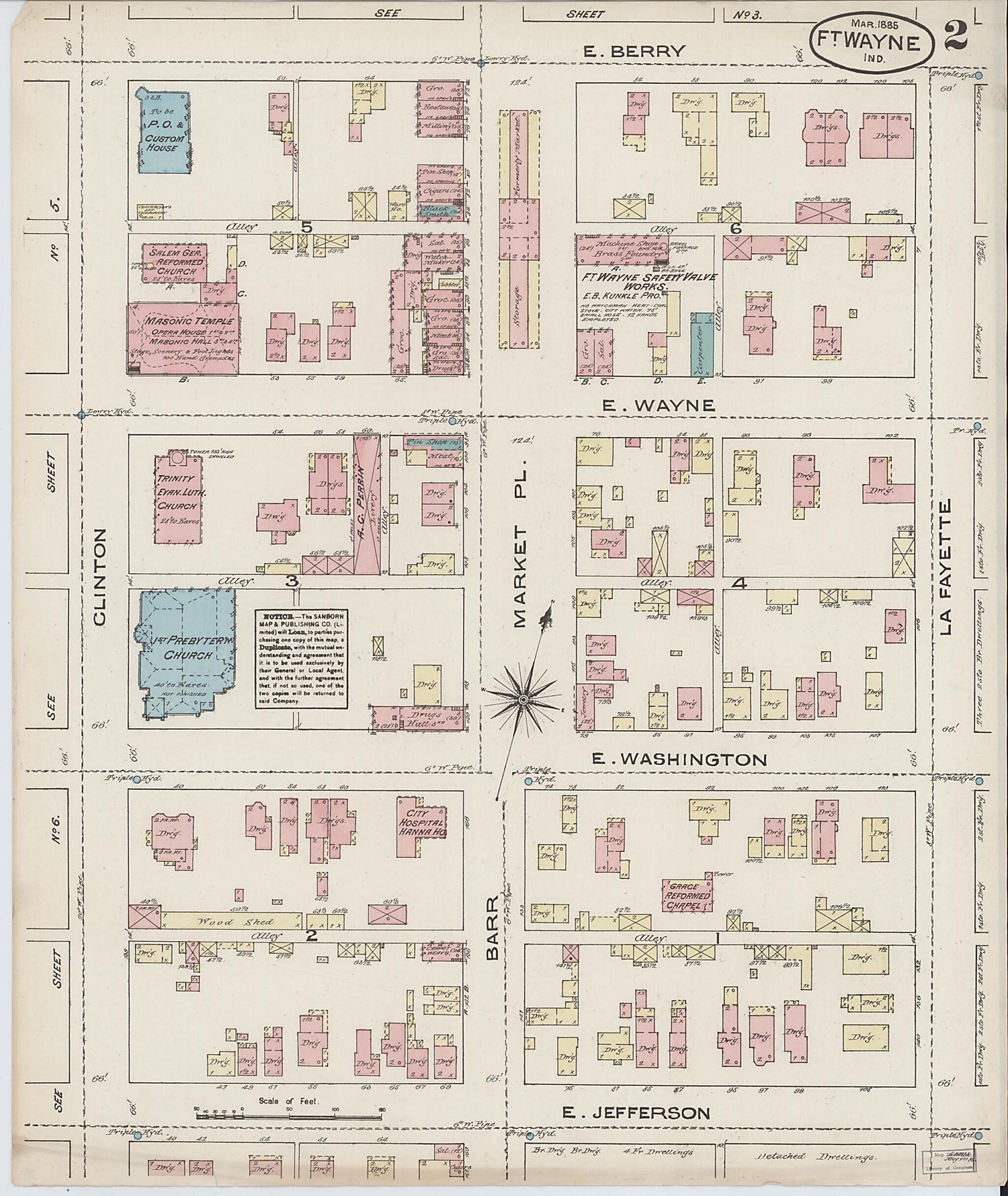 This old map of Fort Wayne, Allen County, Indiana was created by Sanborn Map Company in 1885