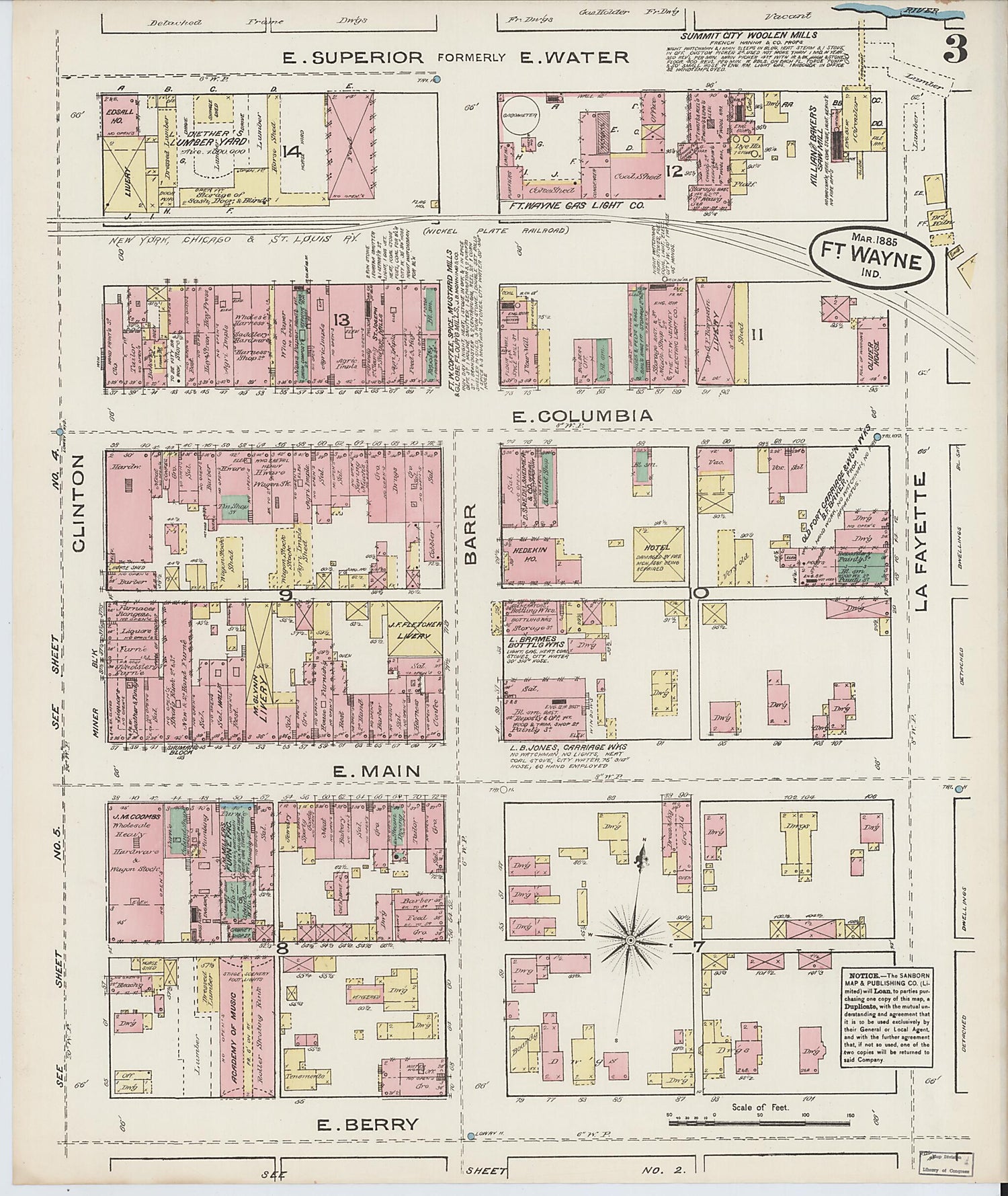 This old map of Fort Wayne, Allen County, Indiana was created by Sanborn Map Company in 1885