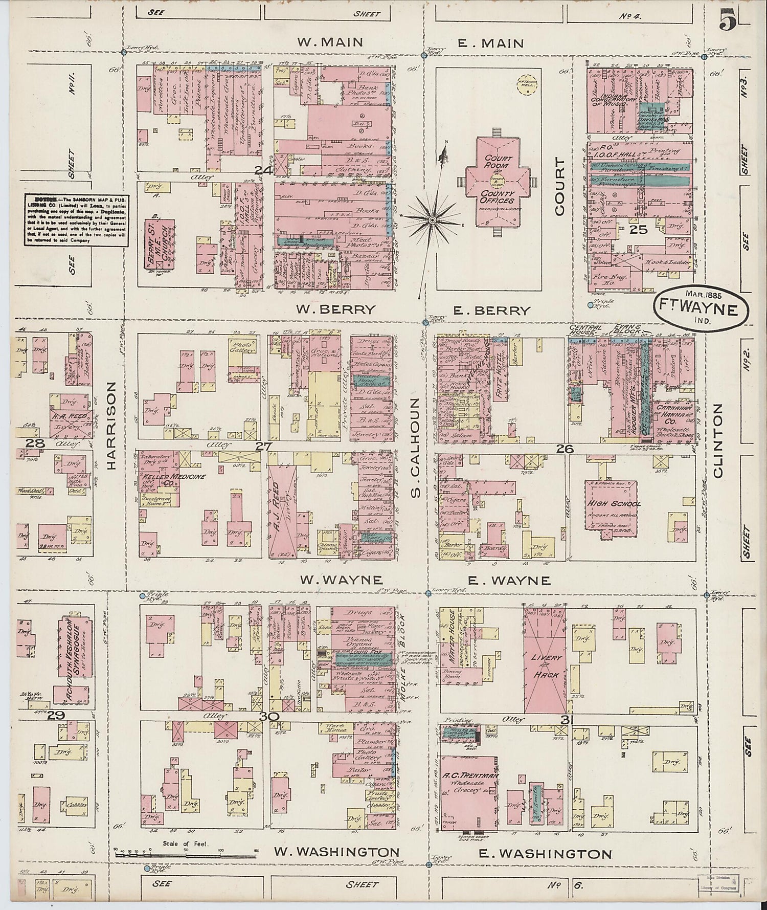 This old map of Fort Wayne, Allen County, Indiana was created by Sanborn Map Company in 1885