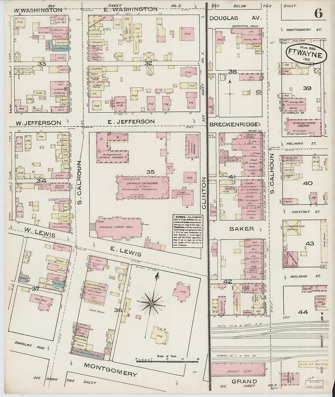 This old map of Fort Wayne, Allen County, Indiana was created by Sanborn Map Company in 1885