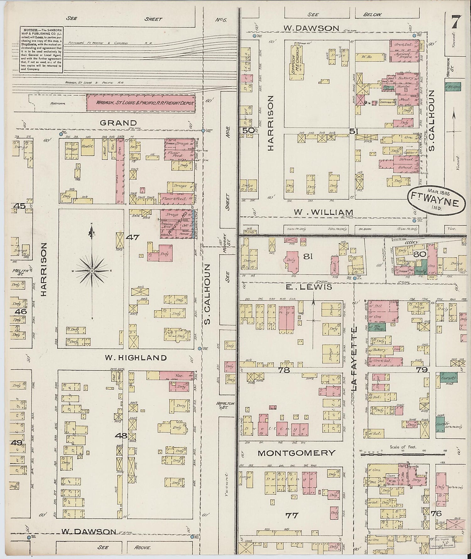 This old map of Fort Wayne, Allen County, Indiana was created by Sanborn Map Company in 1885