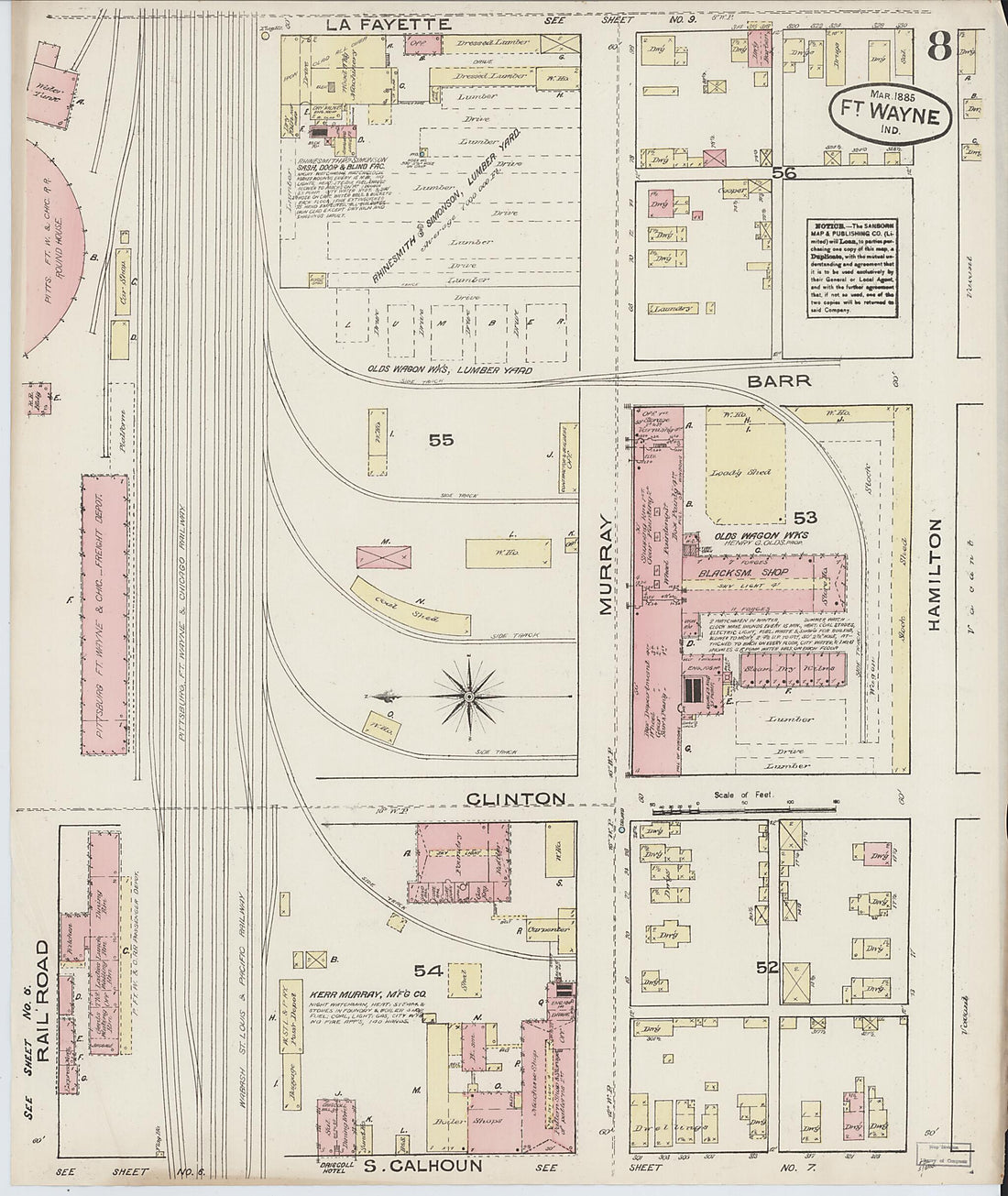 This old map of Fort Wayne, Allen County, Indiana was created by Sanborn Map Company in 1885