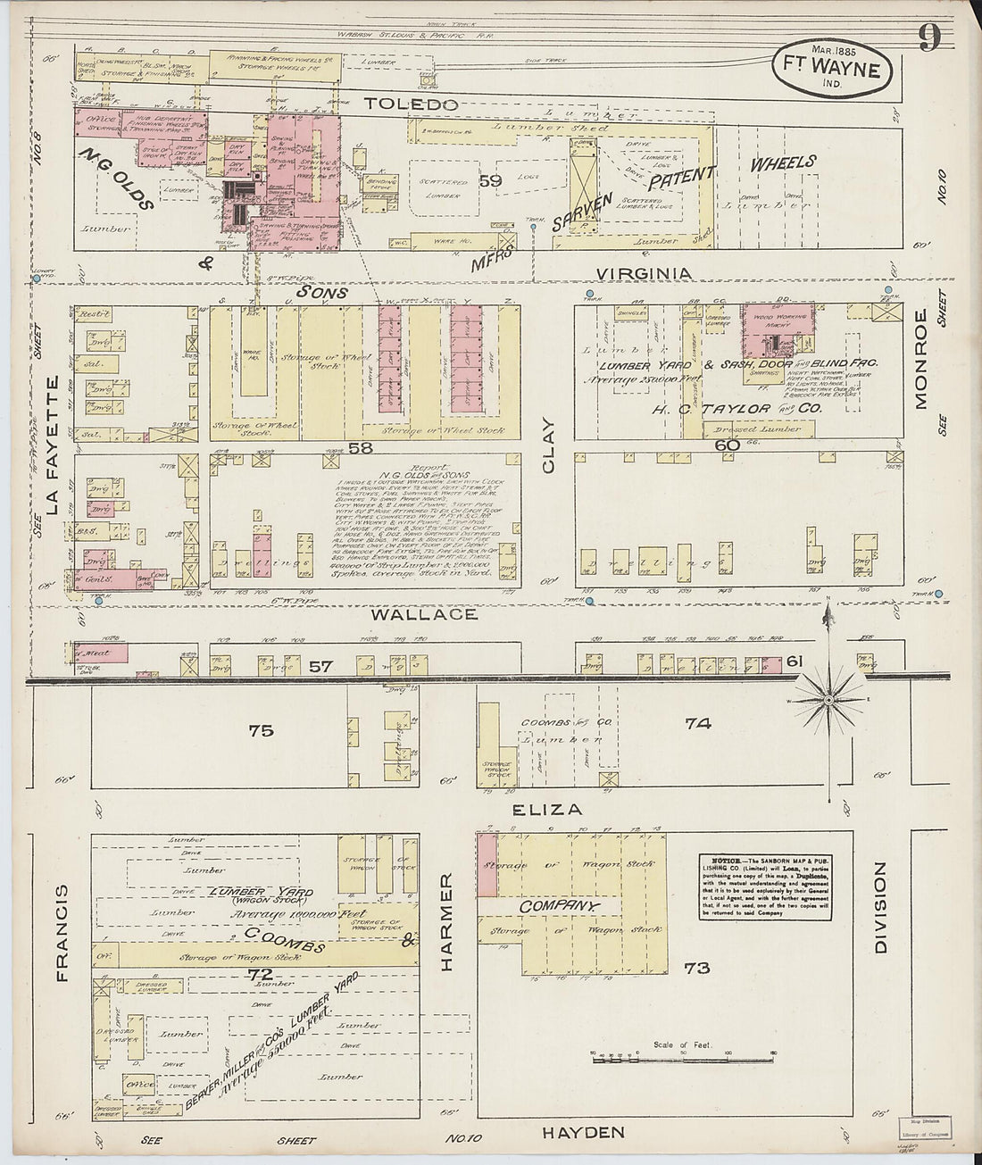 This old map of Fort Wayne, Allen County, Indiana was created by Sanborn Map Company in 1885