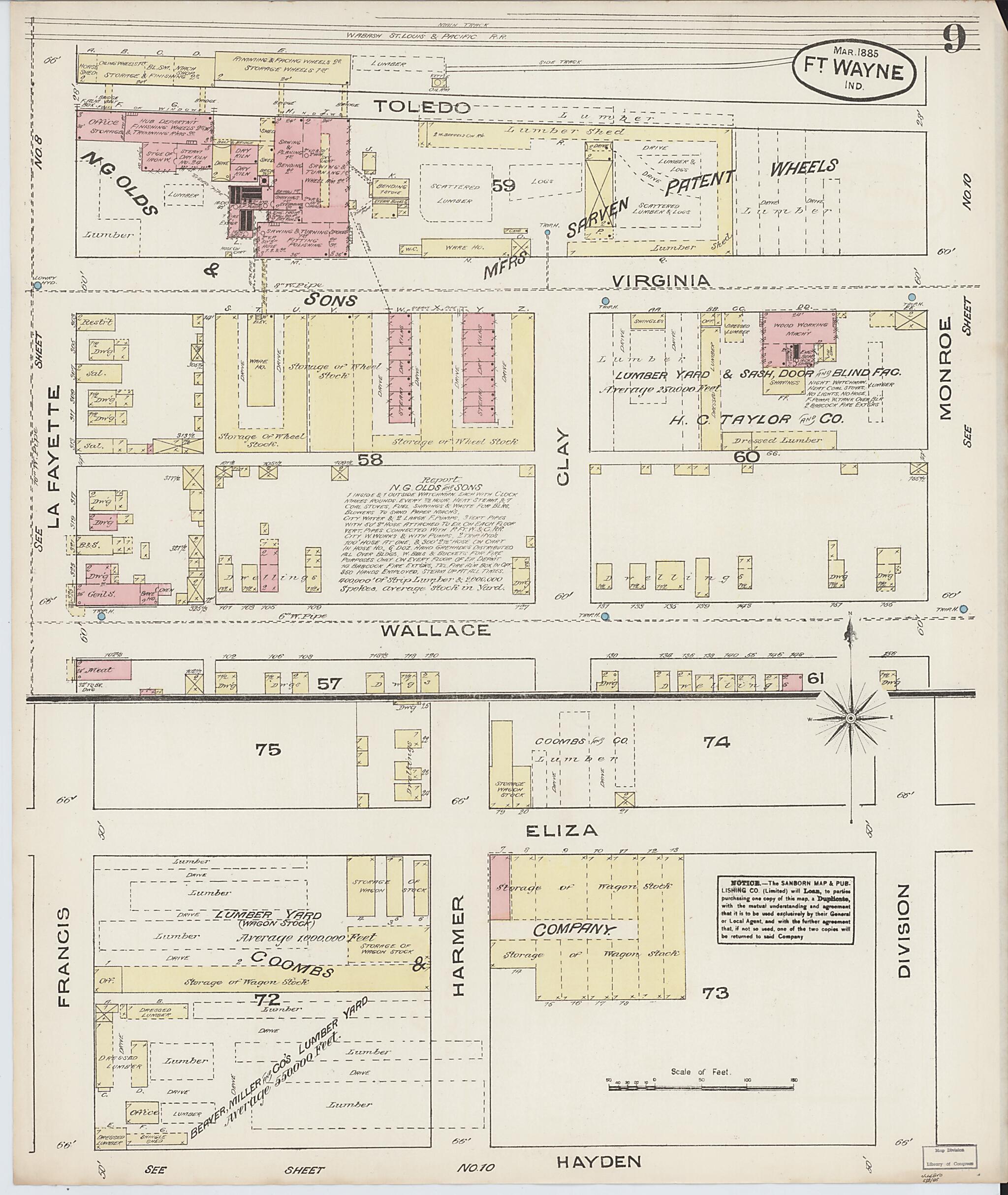 This old map of Fort Wayne, Allen County, Indiana was created by Sanborn Map Company in 1885