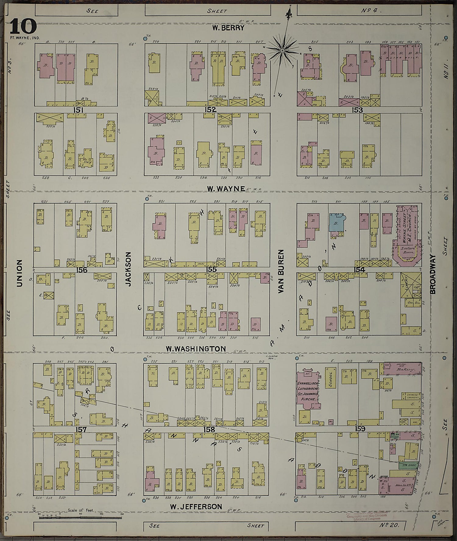 This old map of Fort Wayne, Allen County, Indiana was created by Sanborn Map Company in 1890