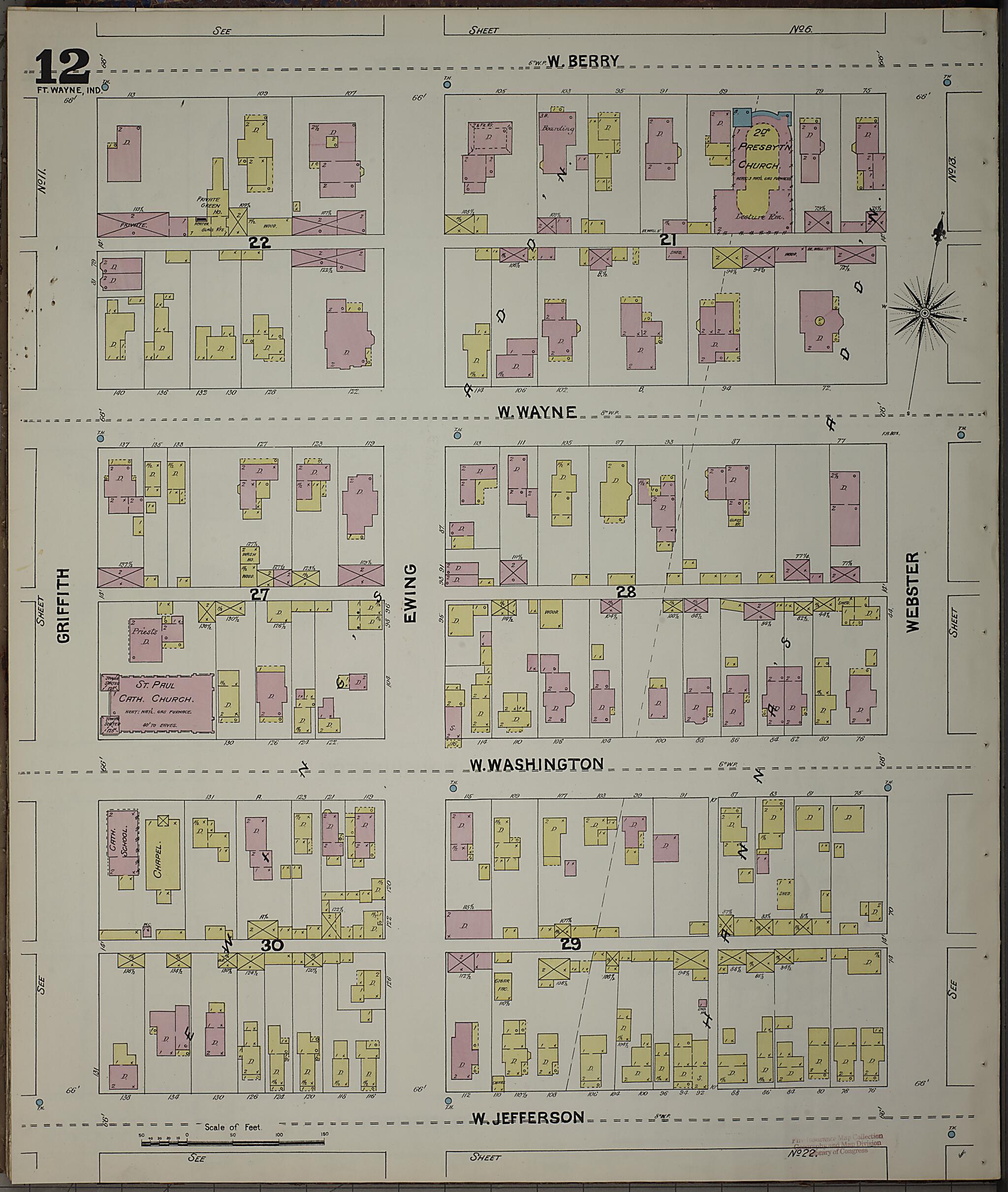 This old map of Fort Wayne, Allen County, Indiana was created by Sanborn Map Company in 1890