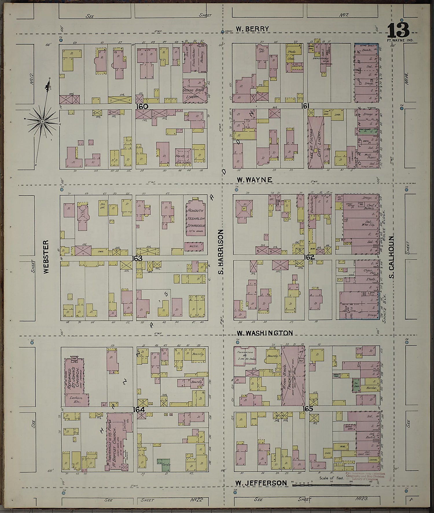 This old map of Fort Wayne, Allen County, Indiana was created by Sanborn Map Company in 1890