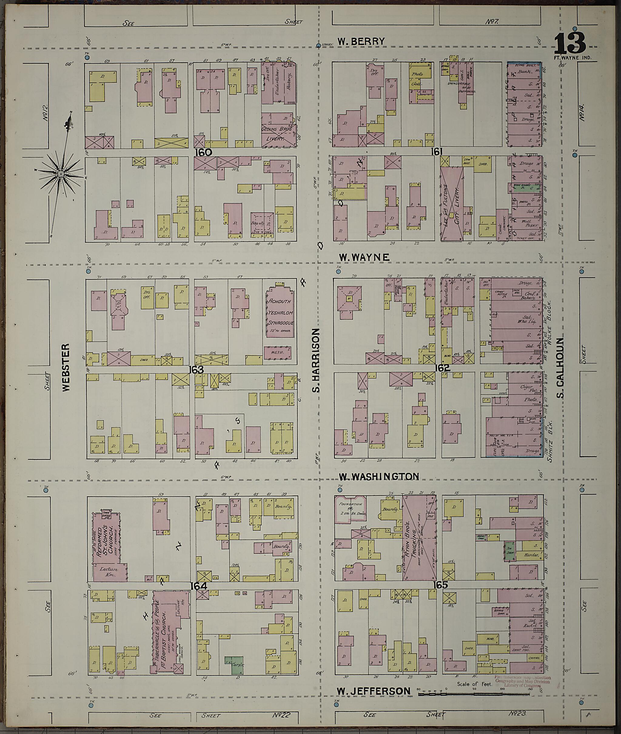 This old map of Fort Wayne, Allen County, Indiana was created by Sanborn Map Company in 1890