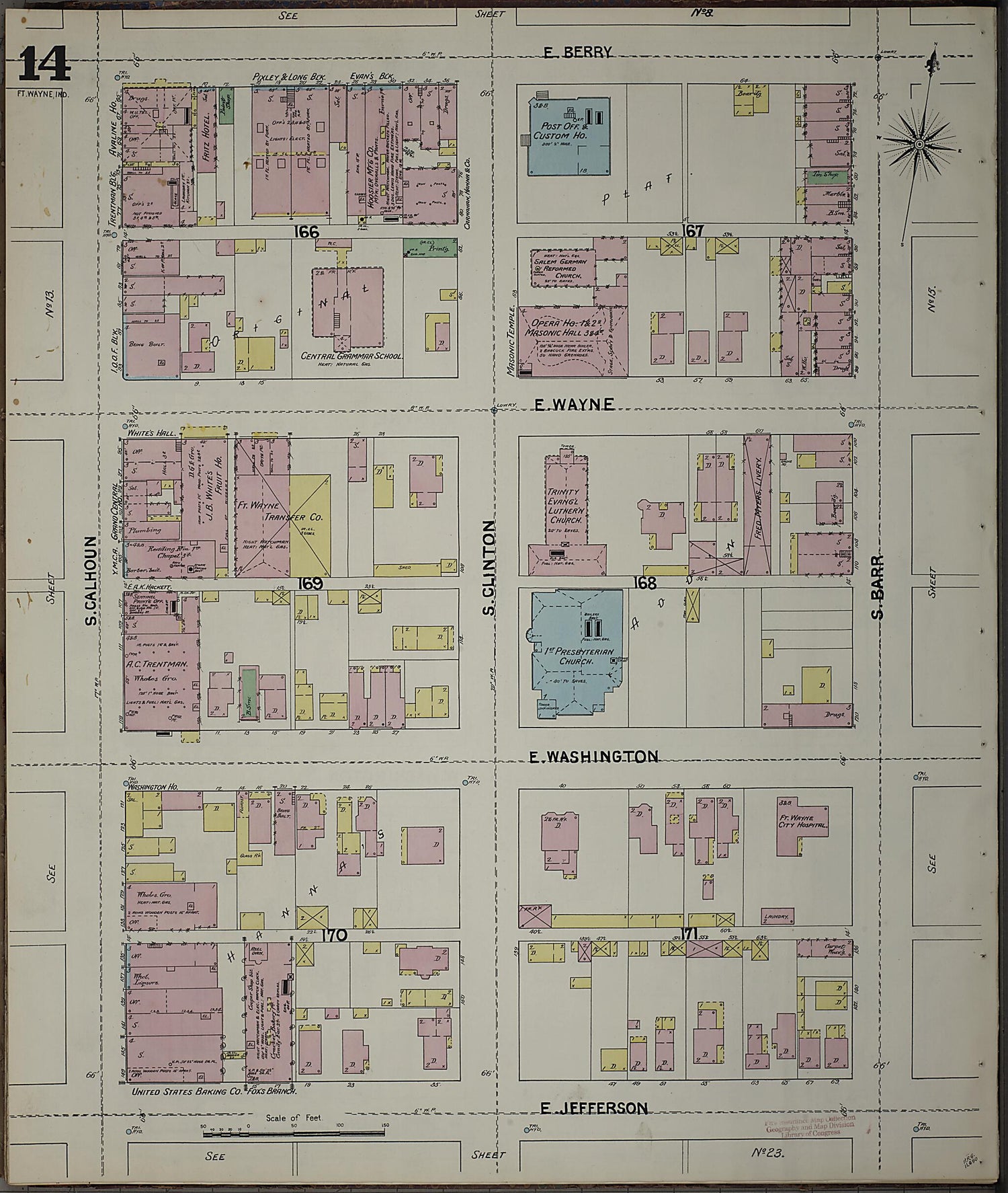 This old map of Fort Wayne, Allen County, Indiana was created by Sanborn Map Company in 1890