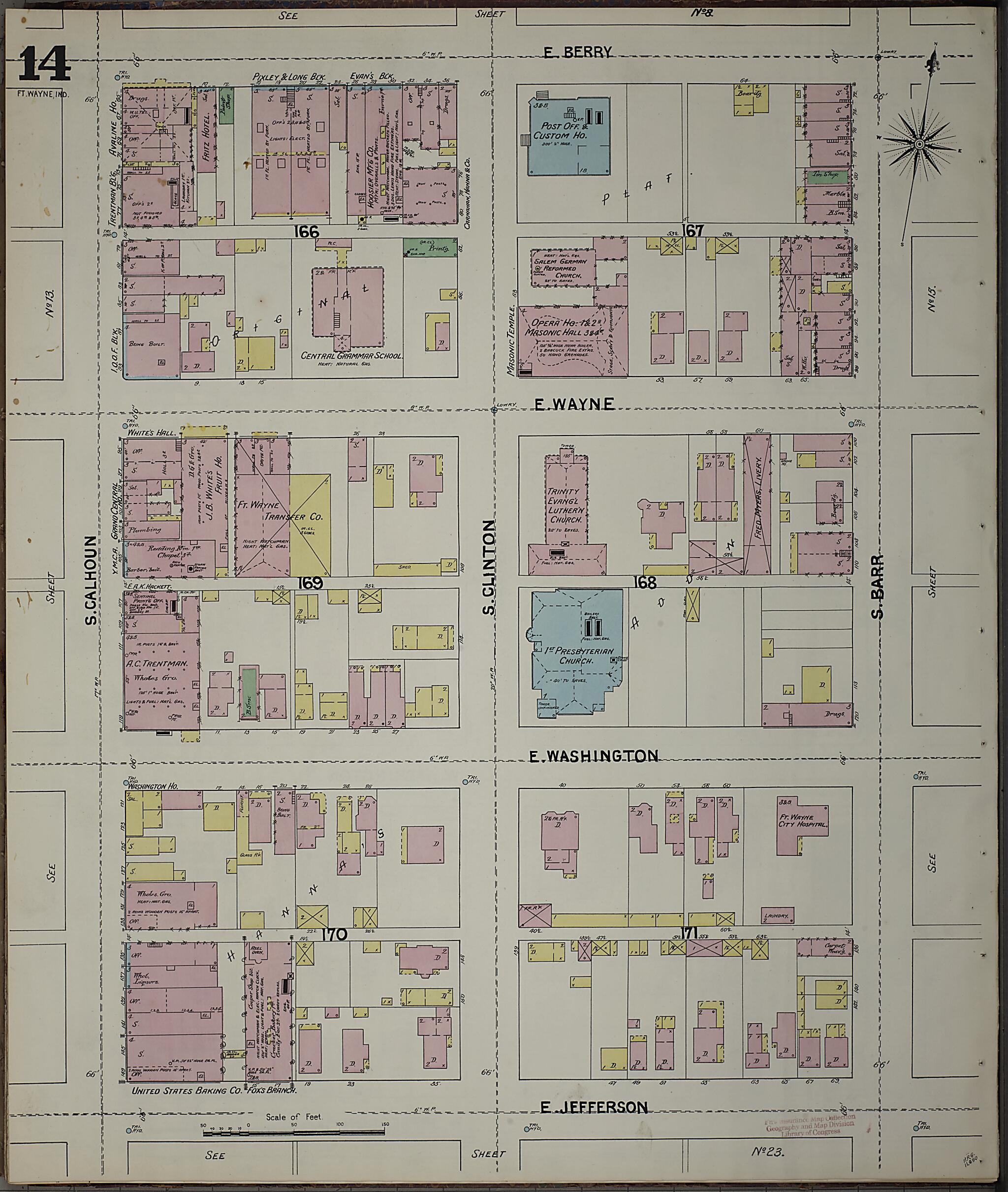 This old map of Fort Wayne, Allen County, Indiana was created by Sanborn Map Company in 1890