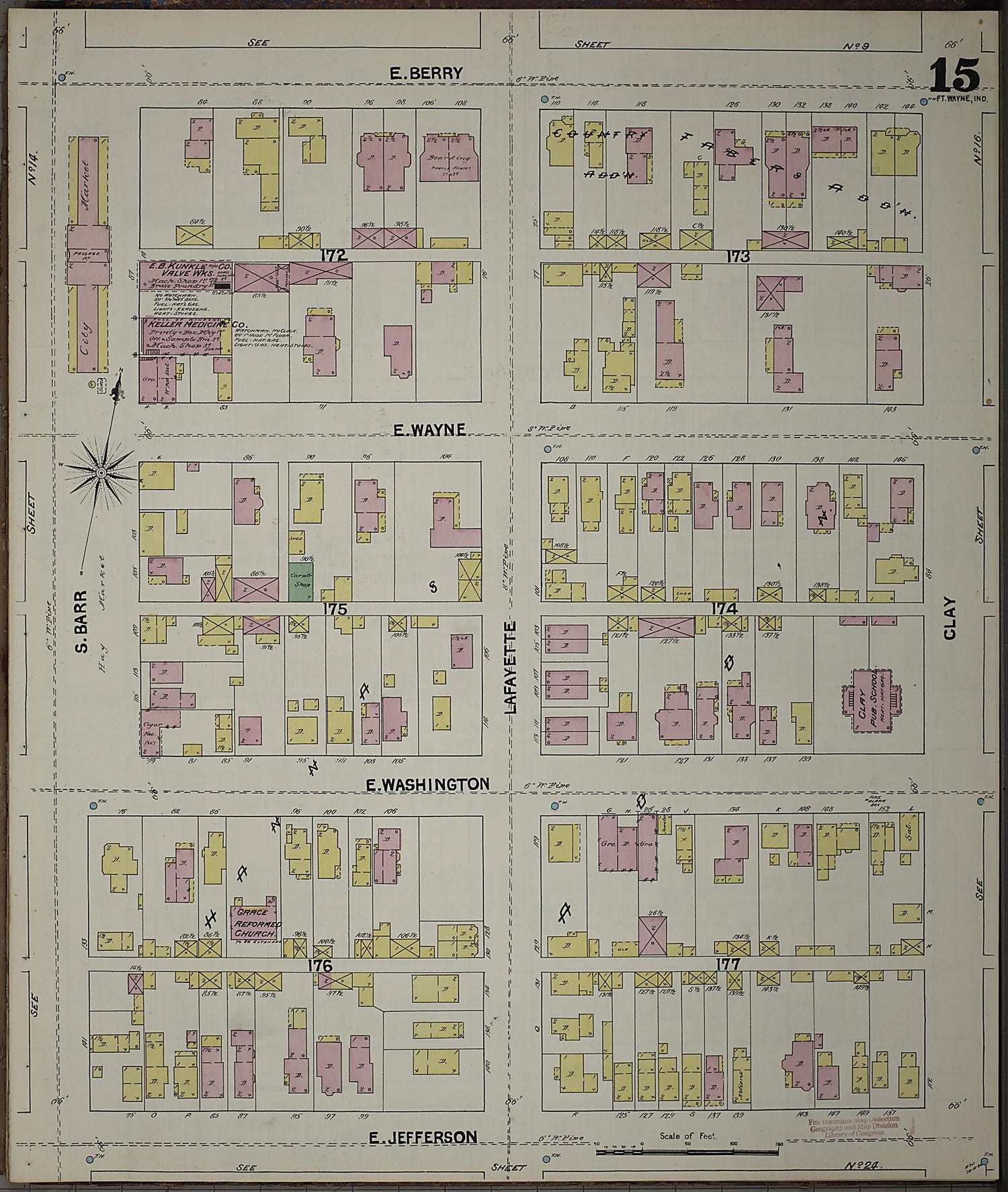 This old map of Fort Wayne, Allen County, Indiana was created by Sanborn Map Company in 1890