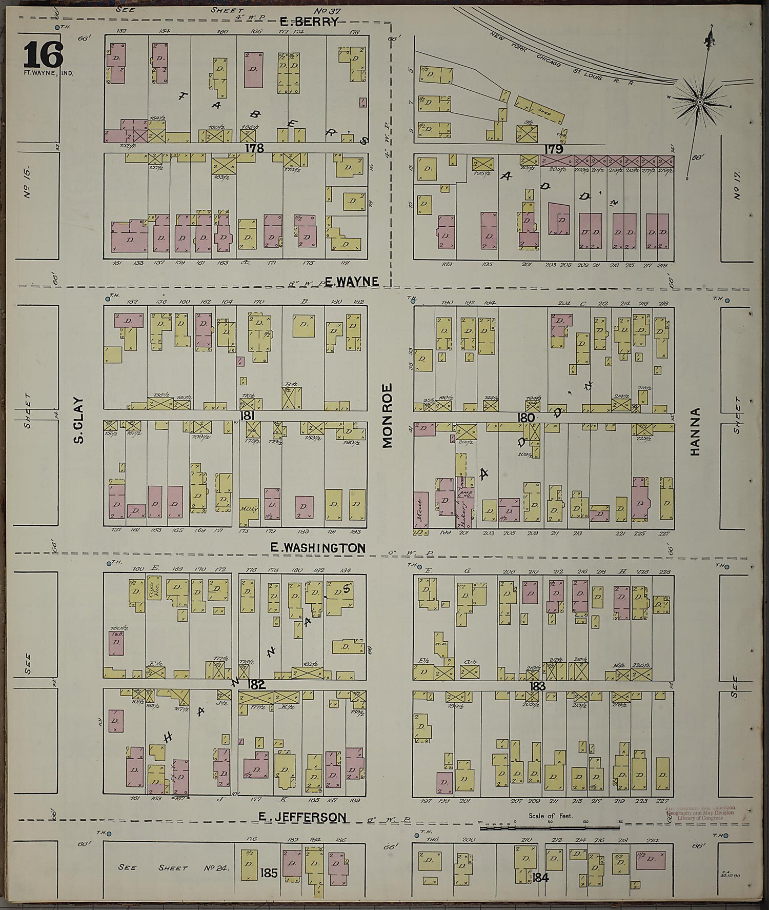 This old map of Fort Wayne, Allen County, Indiana was created by Sanborn Map Company in 1890